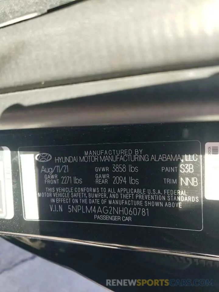 13 Photograph of a damaged car 5NPLM4AG2NH060781 HYUNDAI ELANTRA 2022