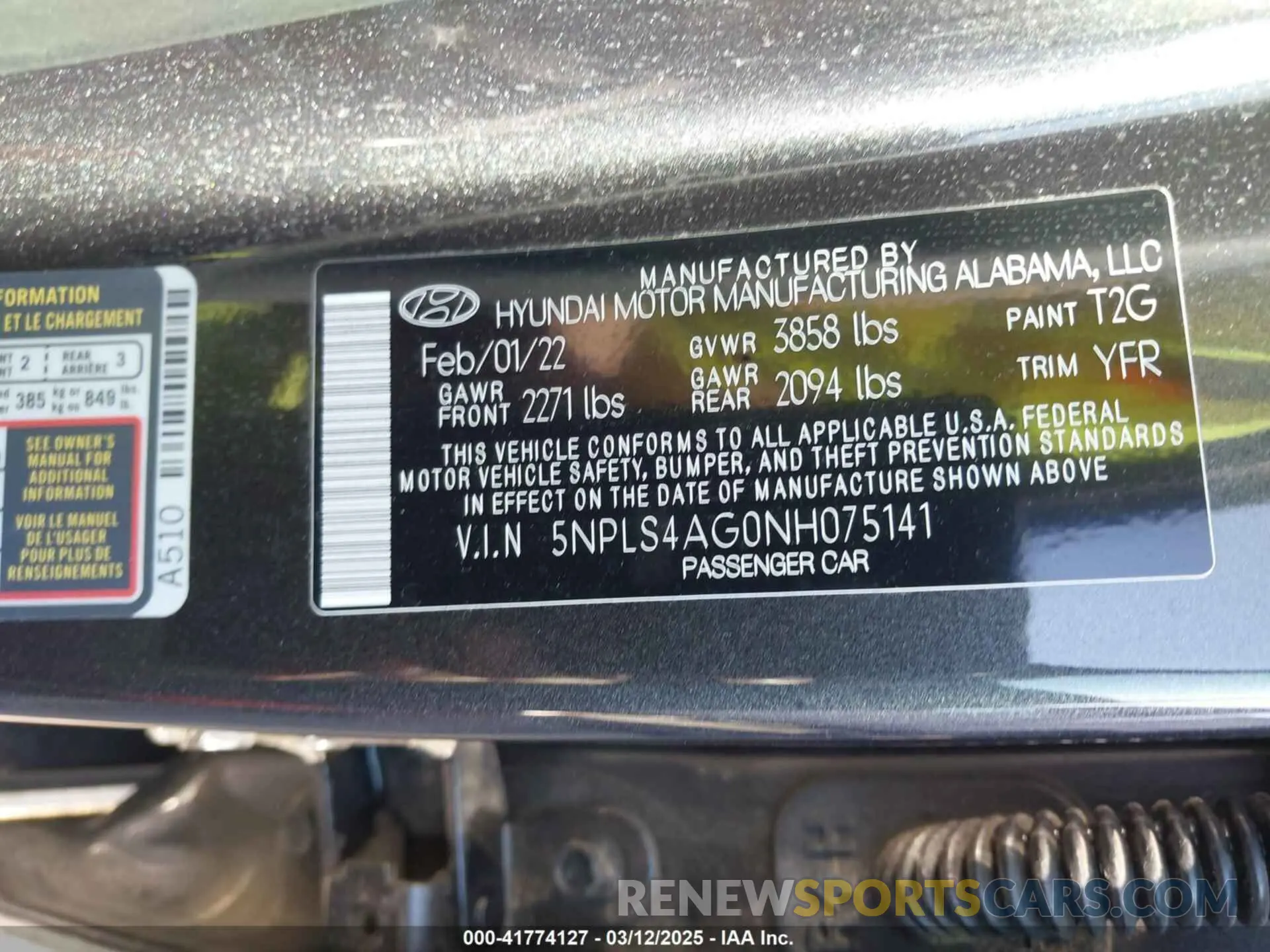 9 Photograph of a damaged car 5NPLS4AG0NH075141 HYUNDAI ELANTRA 2022
