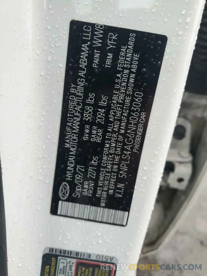 12 Photograph of a damaged car 5NPLS4AG6NH063060 HYUNDAI ELANTRA 2022