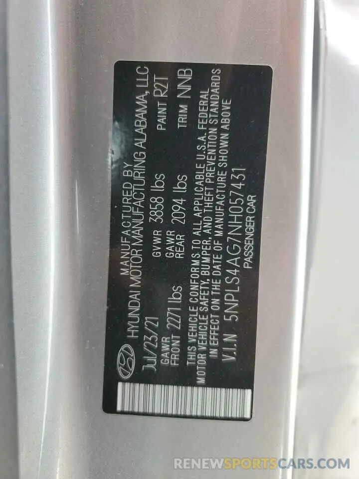 13 Photograph of a damaged car 5NPLS4AG7NH057431 HYUNDAI ELANTRA 2022