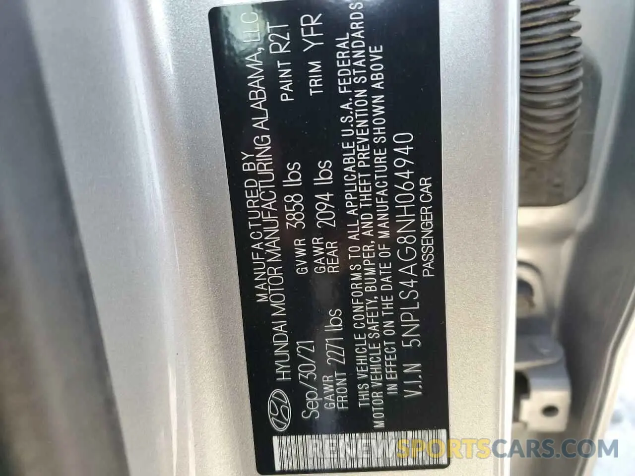 12 Photograph of a damaged car 5NPLS4AG8NH064940 HYUNDAI ELANTRA 2022