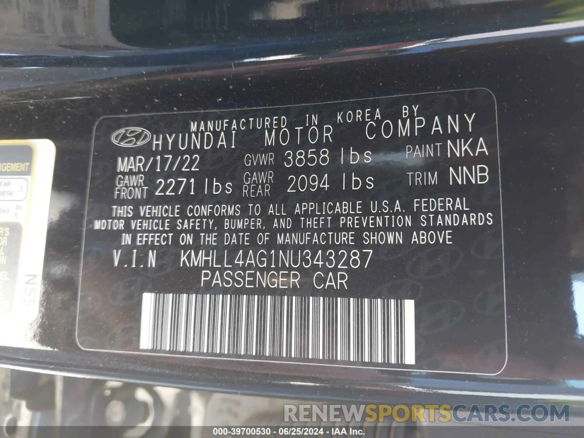9 Photograph of a damaged car KMHLL4AG1NU343287 HYUNDAI ELANTRA 2022