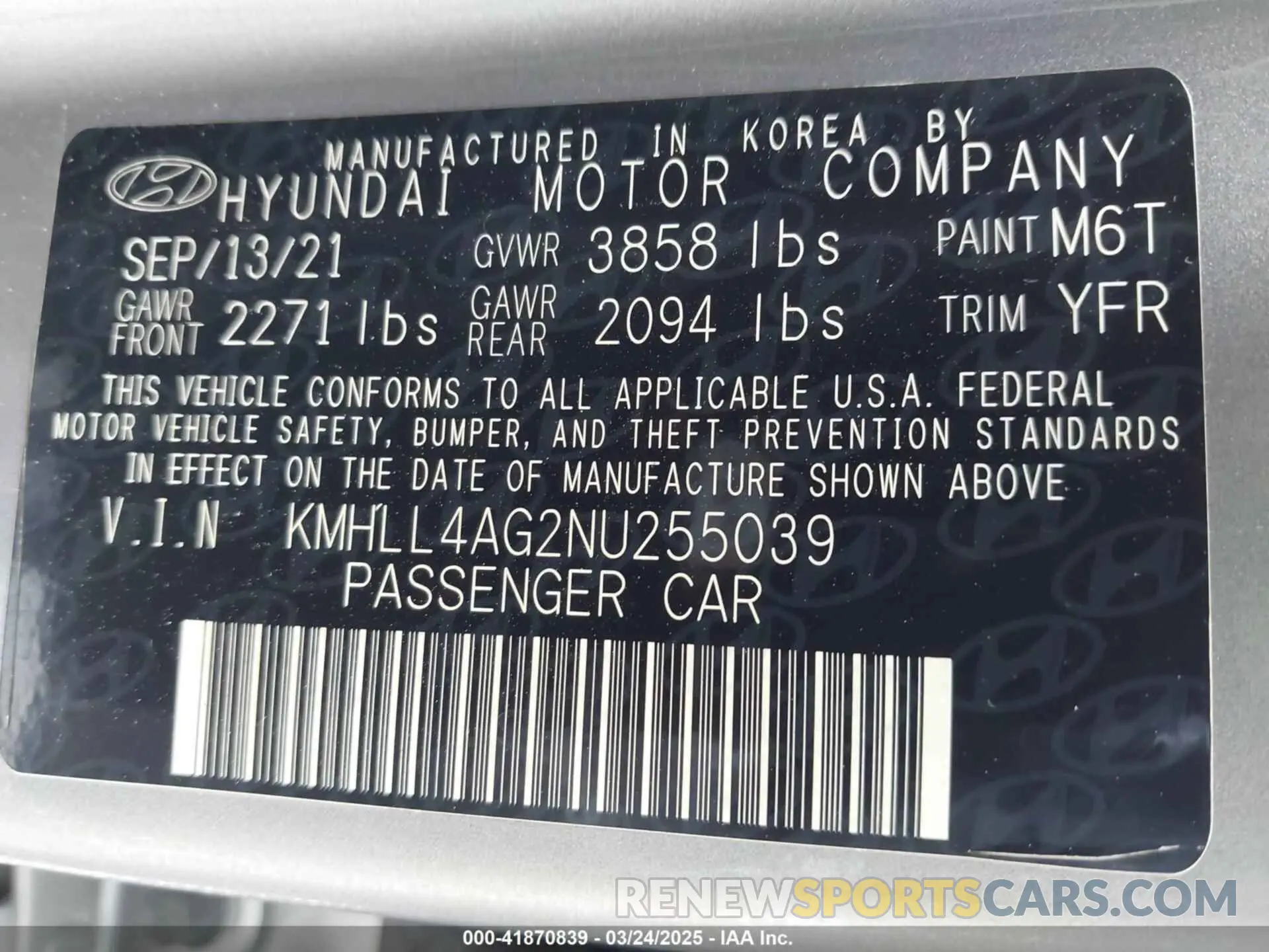 9 Photograph of a damaged car KMHLL4AG2NU255039 HYUNDAI ELANTRA 2022