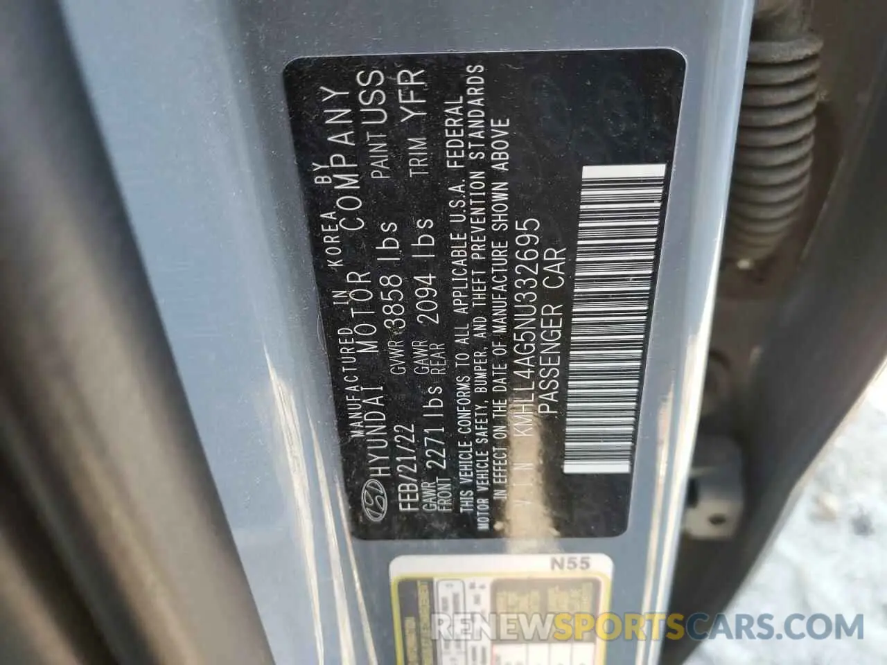 12 Photograph of a damaged car KMHLL4AG5NU332695 HYUNDAI ELANTRA 2022