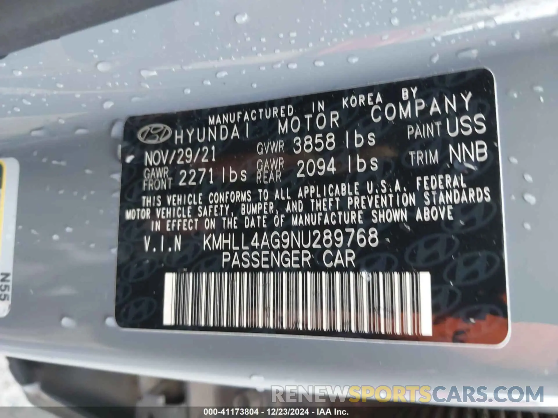 9 Photograph of a damaged car KMHLL4AG9NU289768 HYUNDAI ELANTRA 2022
