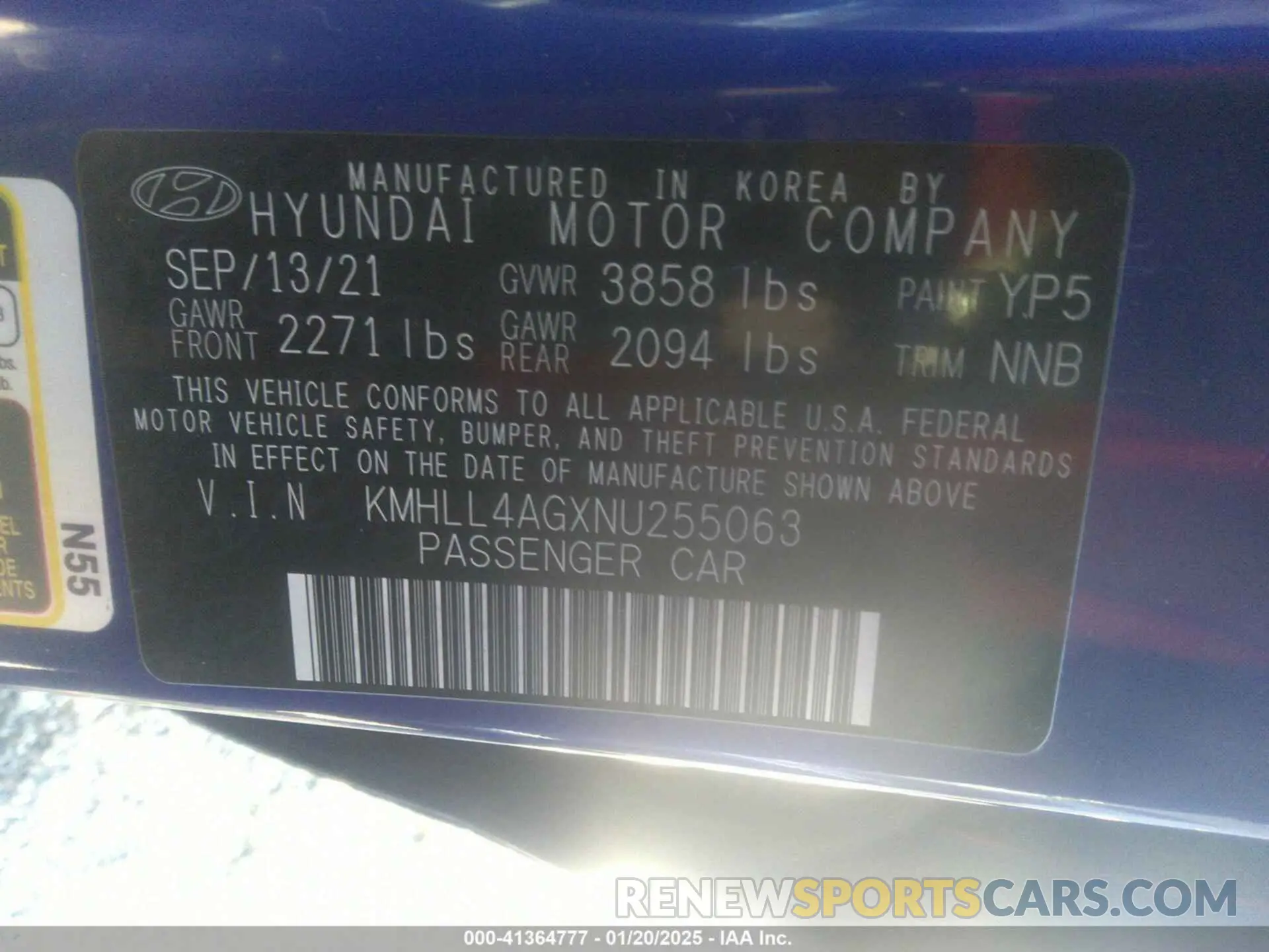 9 Photograph of a damaged car KMHLL4AGXNU255063 HYUNDAI ELANTRA 2022