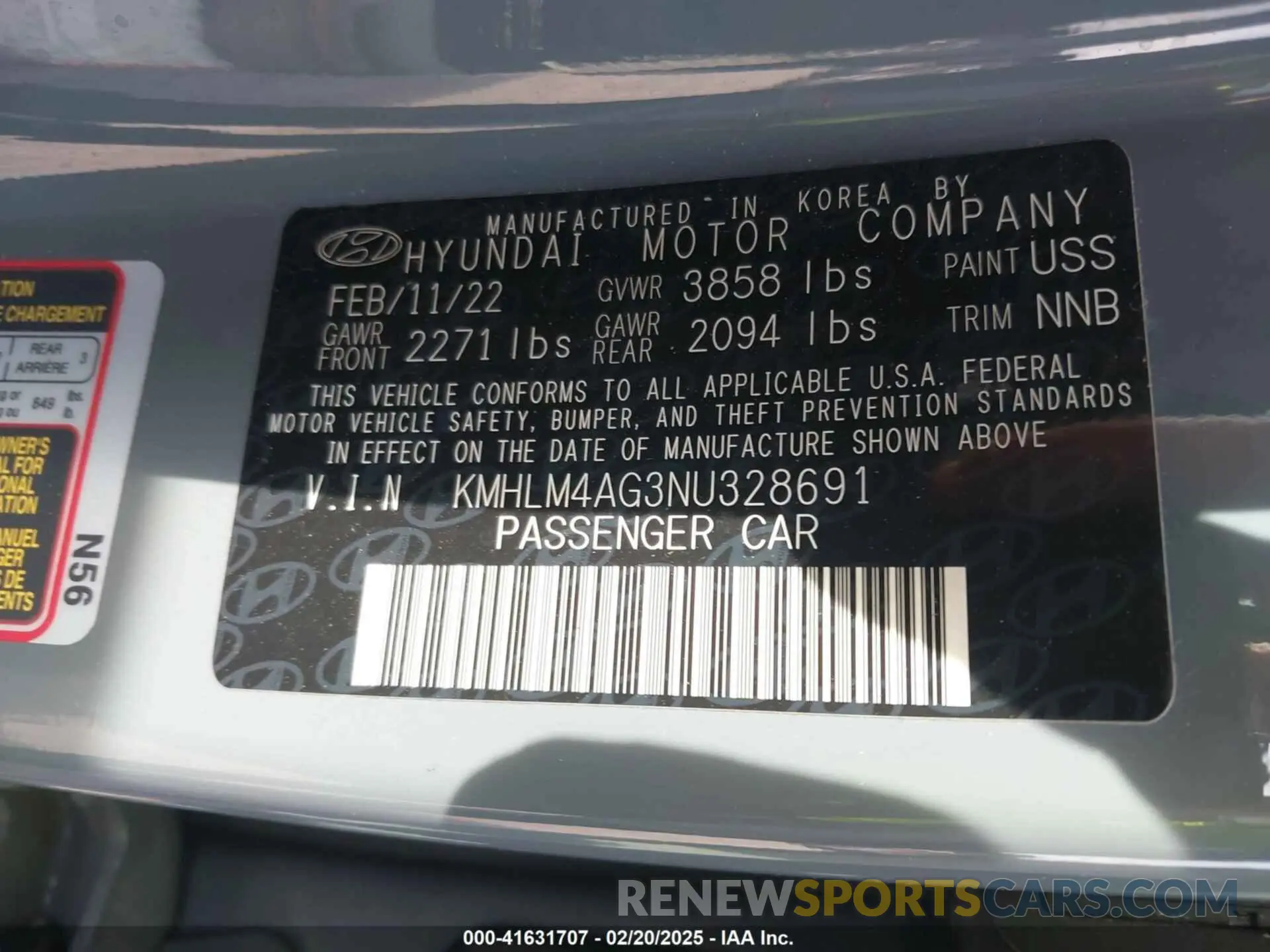9 Photograph of a damaged car KMHLM4AG3NU328691 HYUNDAI ELANTRA 2022