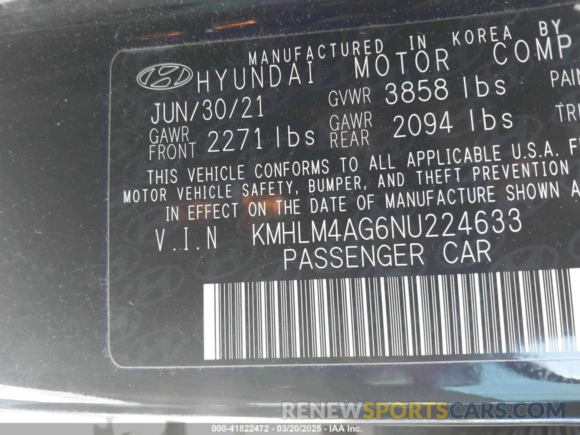 9 Photograph of a damaged car KMHLM4AG6NU224633 HYUNDAI ELANTRA 2022