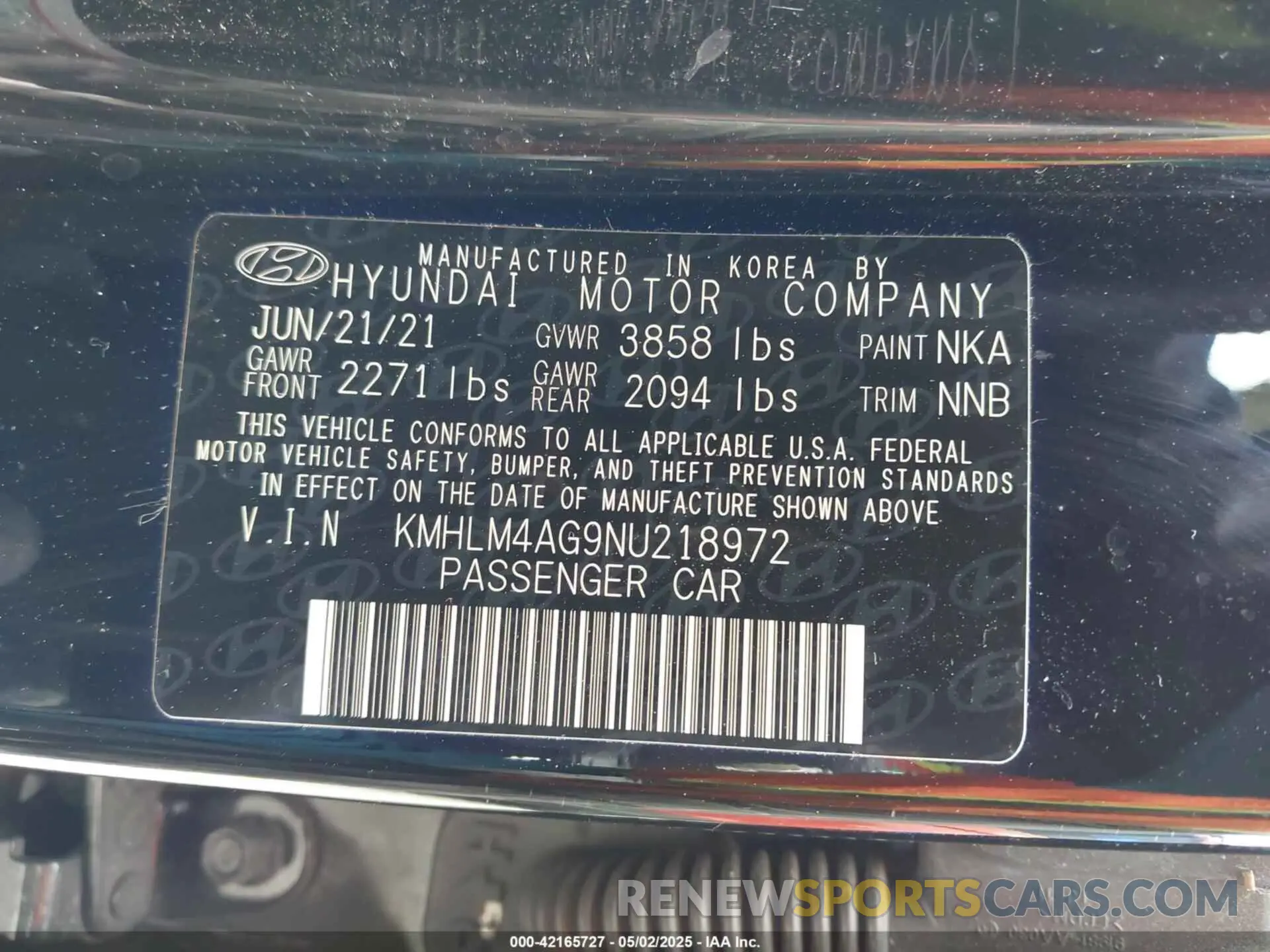 9 Photograph of a damaged car KMHLM4AG9NU218972 HYUNDAI ELANTRA 2022