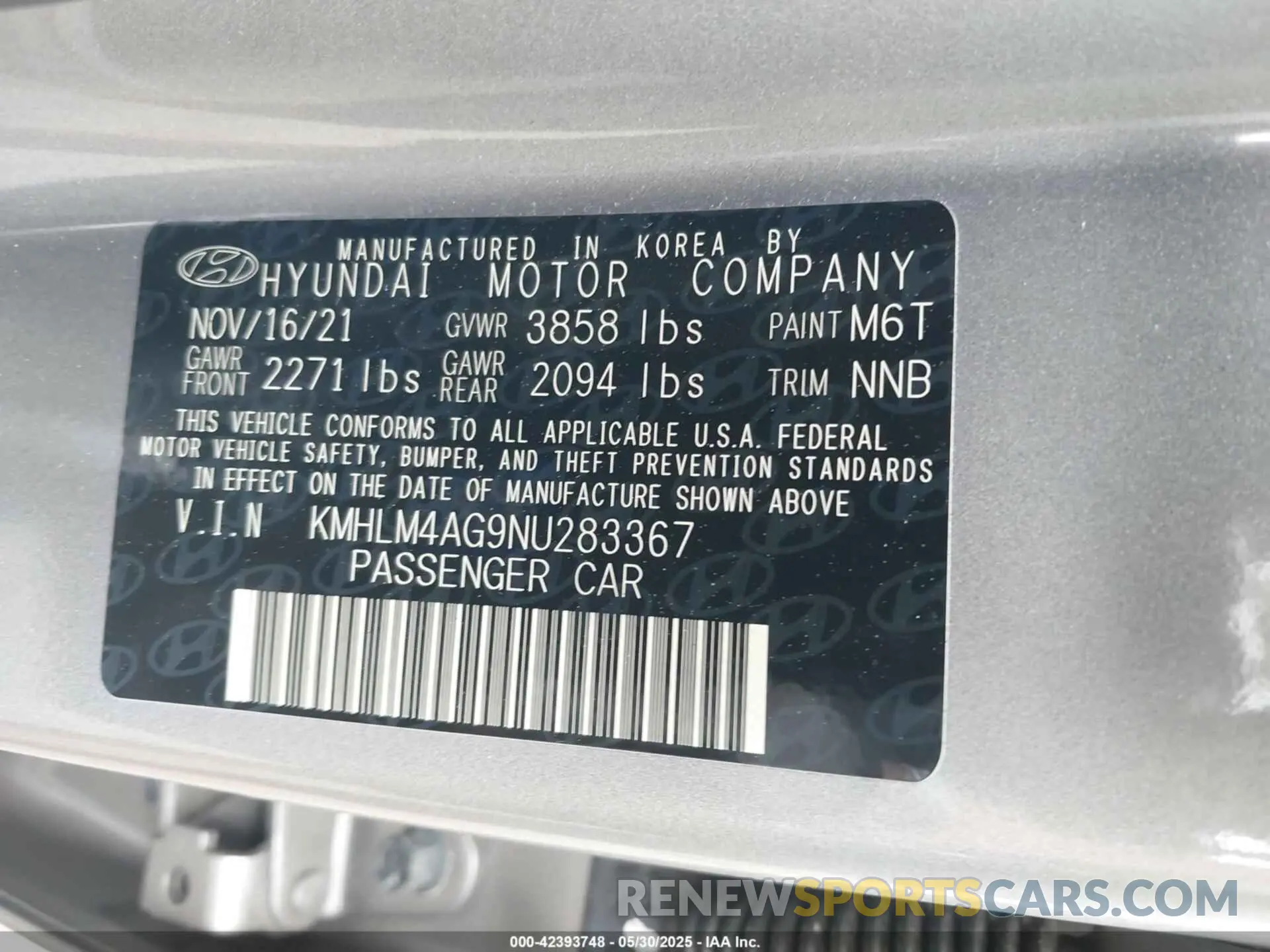 9 Photograph of a damaged car KMHLM4AG9NU283367 HYUNDAI ELANTRA 2022