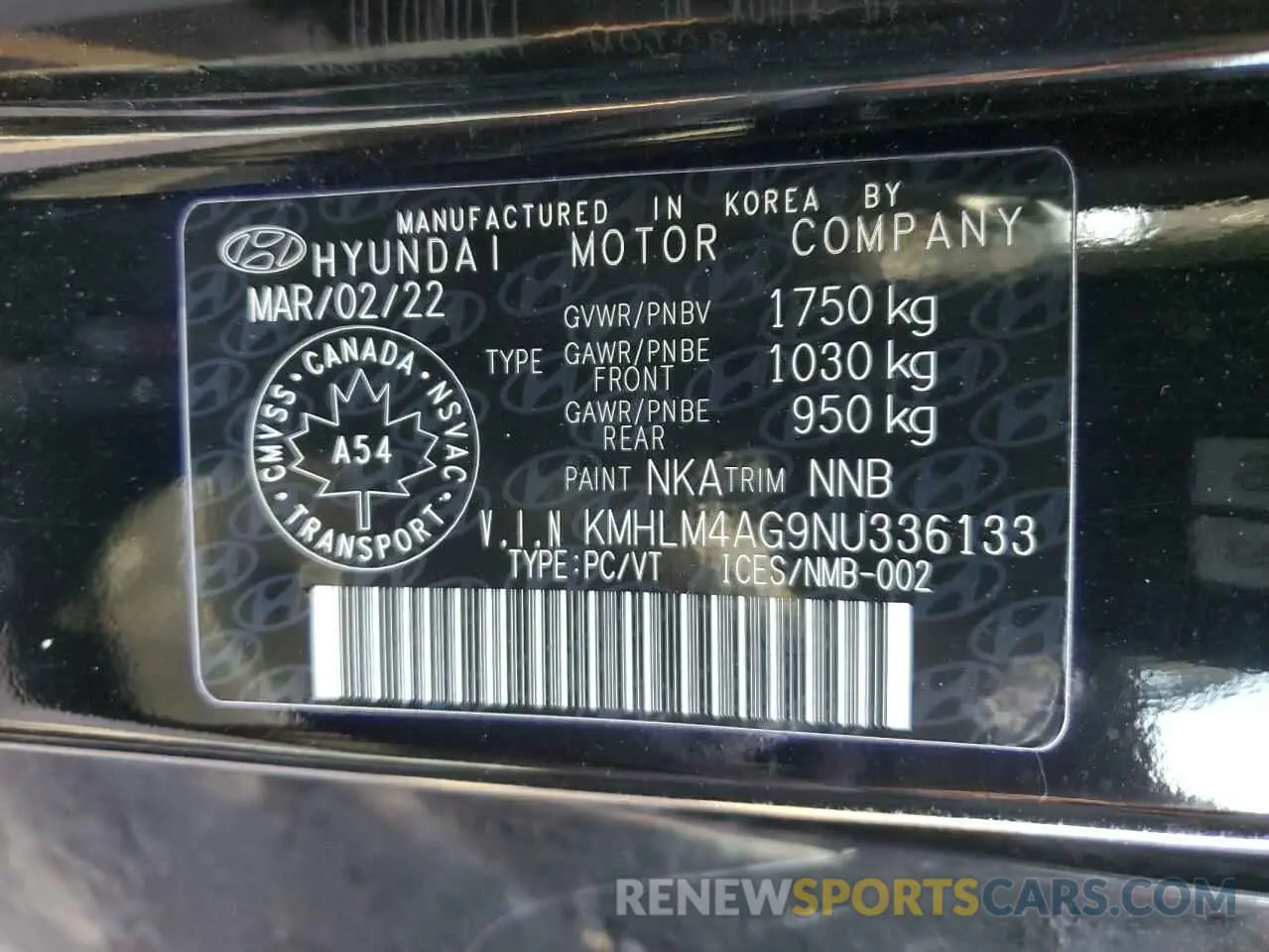 12 Photograph of a damaged car KMHLM4AG9NU336133 HYUNDAI ELANTRA 2022