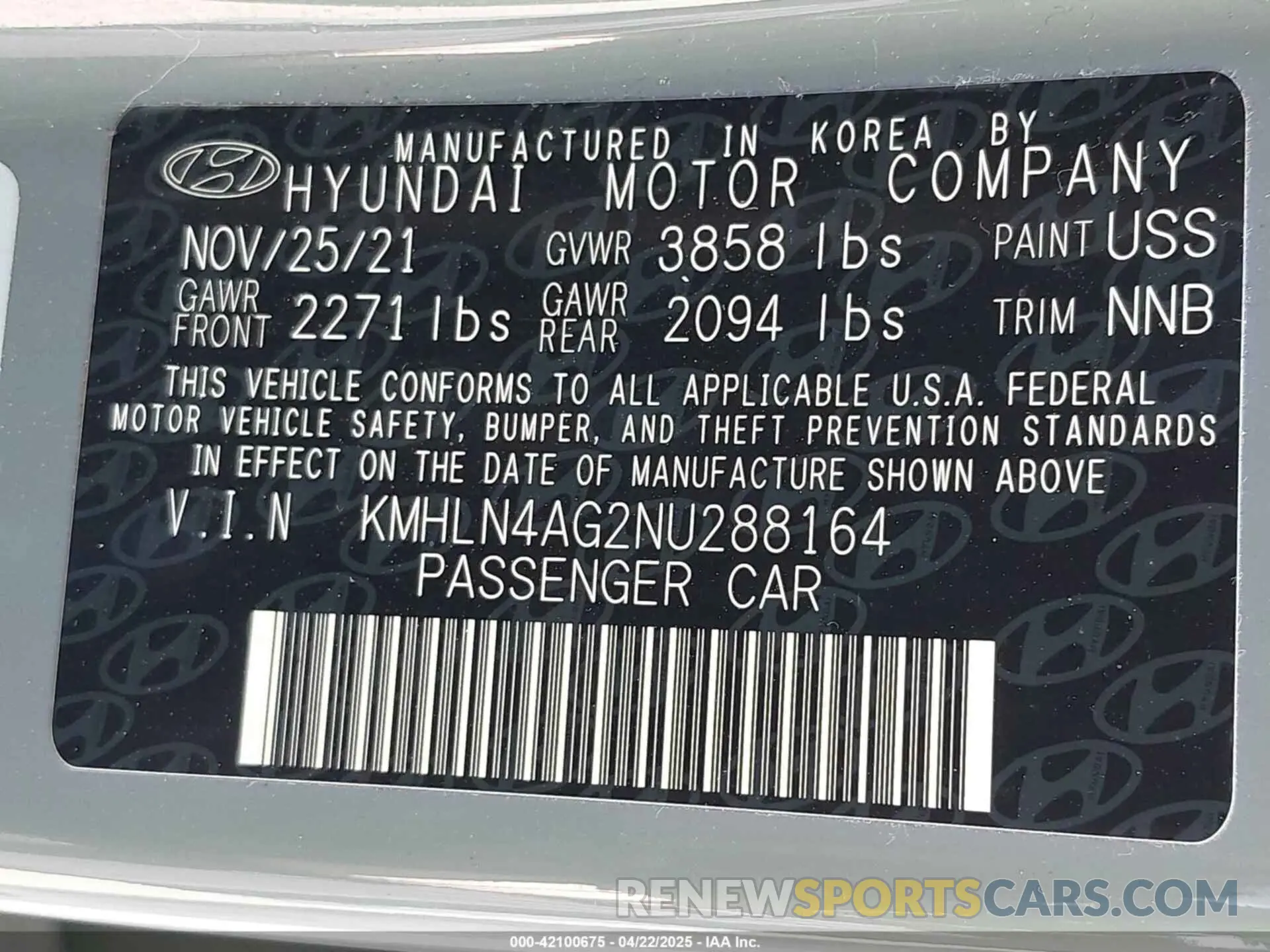 9 Photograph of a damaged car KMHLN4AG2NU288164 HYUNDAI ELANTRA 2022