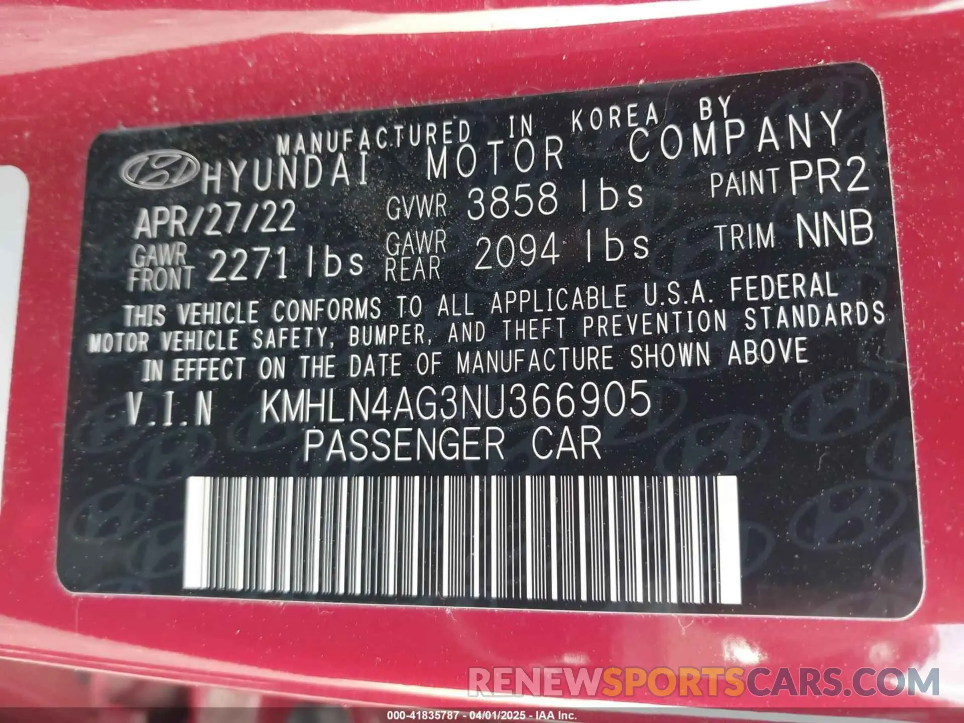9 Photograph of a damaged car KMHLN4AG3NU366905 HYUNDAI ELANTRA 2022