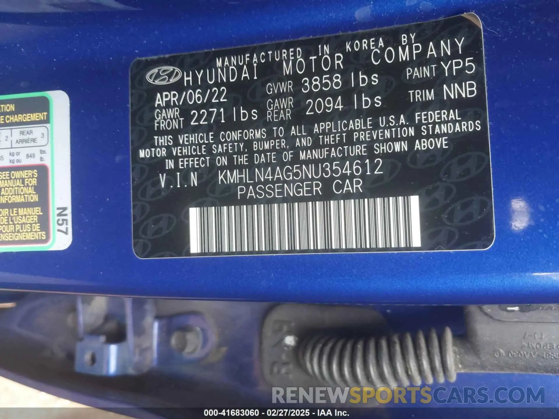9 Photograph of a damaged car KMHLN4AG5NU354612 HYUNDAI ELANTRA 2022