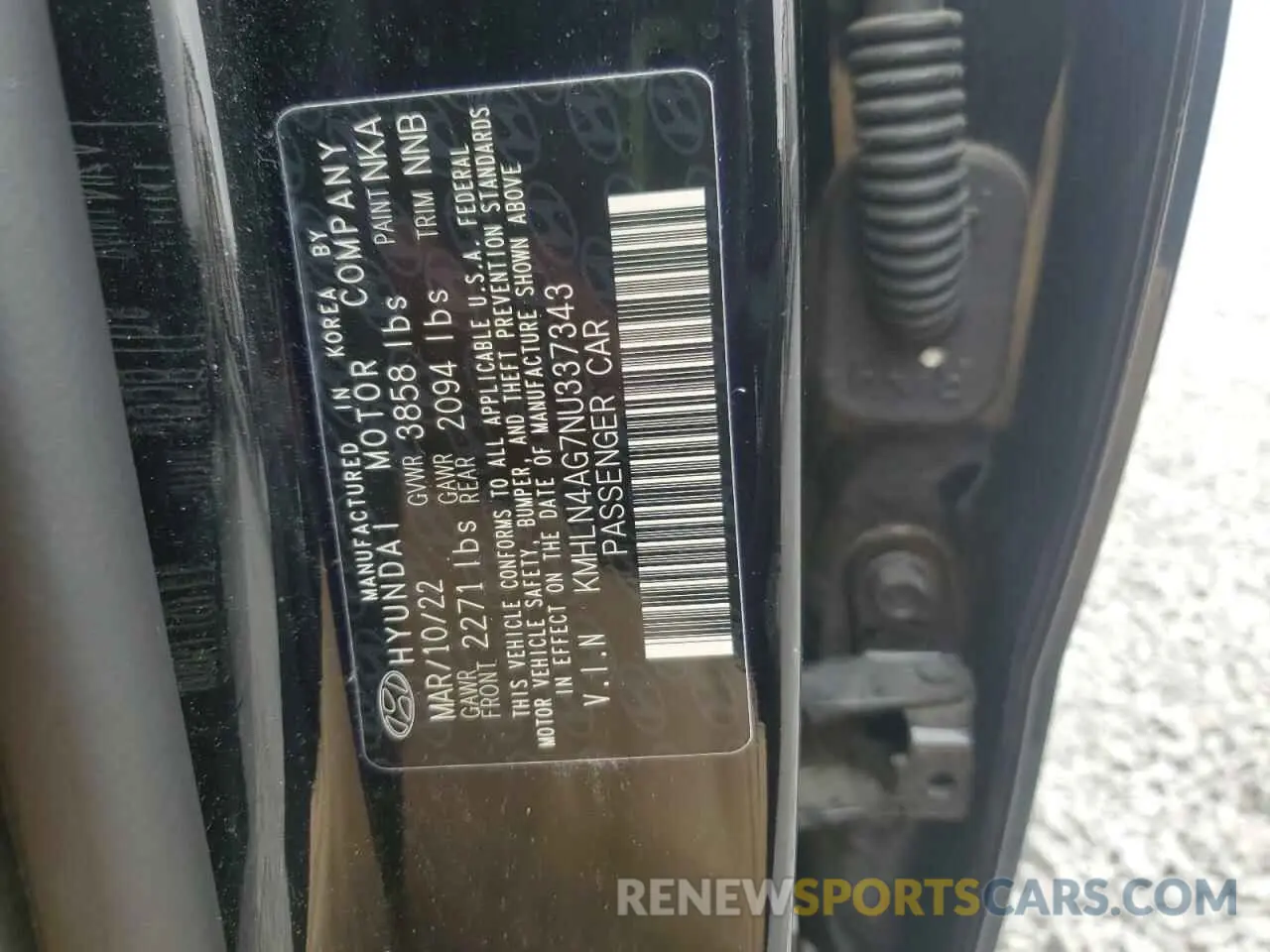 12 Photograph of a damaged car KMHLN4AG7NU337343 HYUNDAI ELANTRA 2022