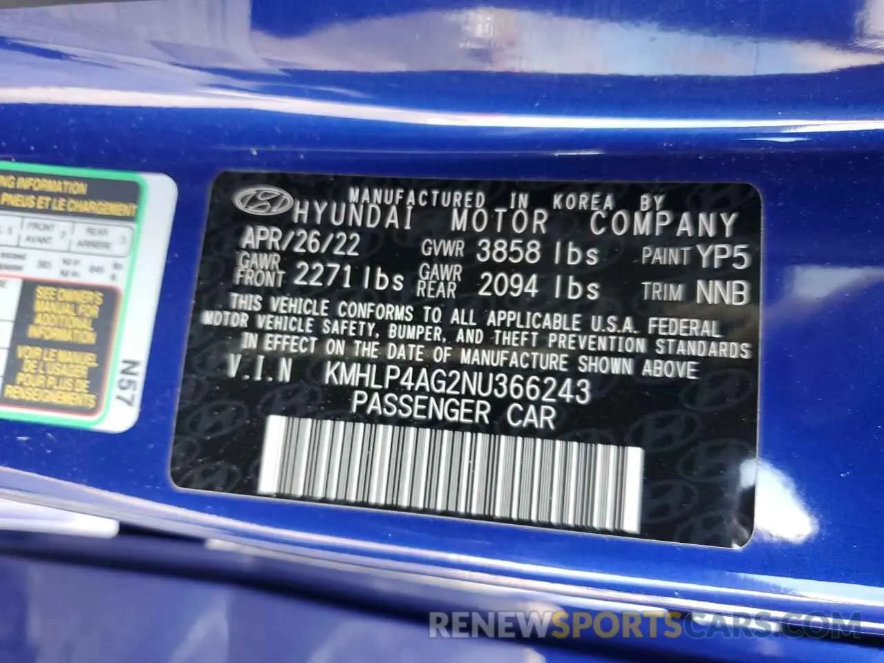 13 Photograph of a damaged car KMHLP4AG2NU366243 HYUNDAI ELANTRA 2022