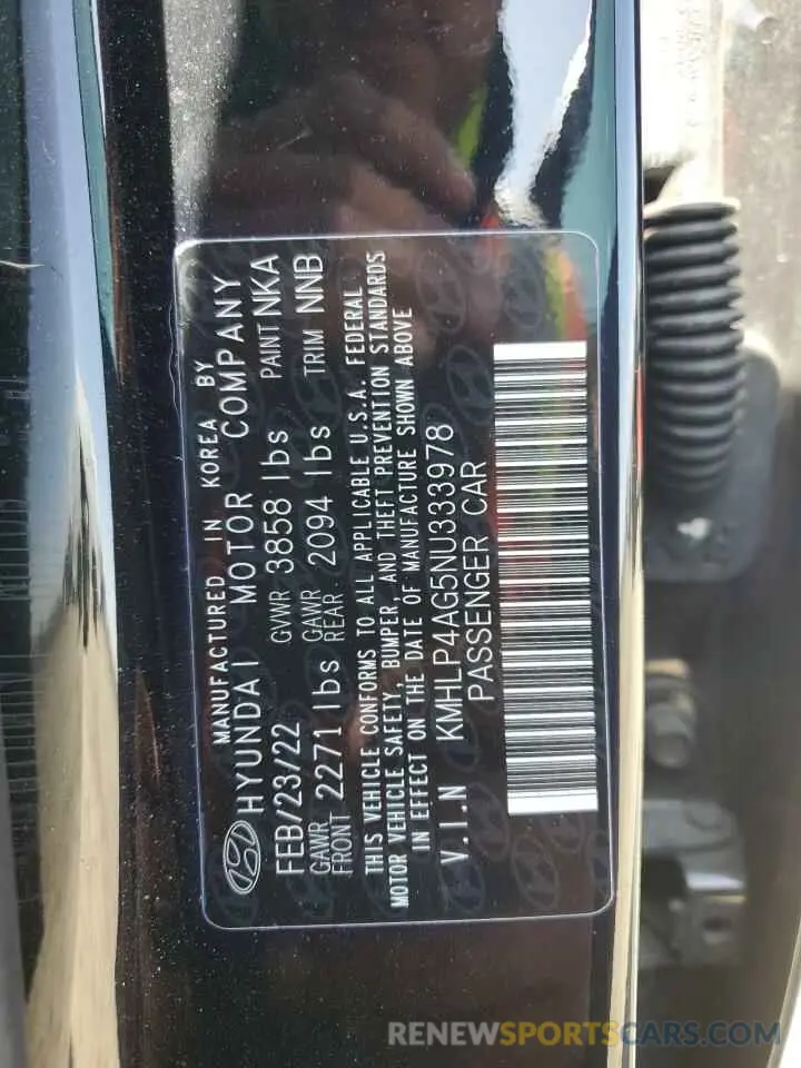 13 Photograph of a damaged car KMHLP4AG5NU333978 HYUNDAI ELANTRA 2022