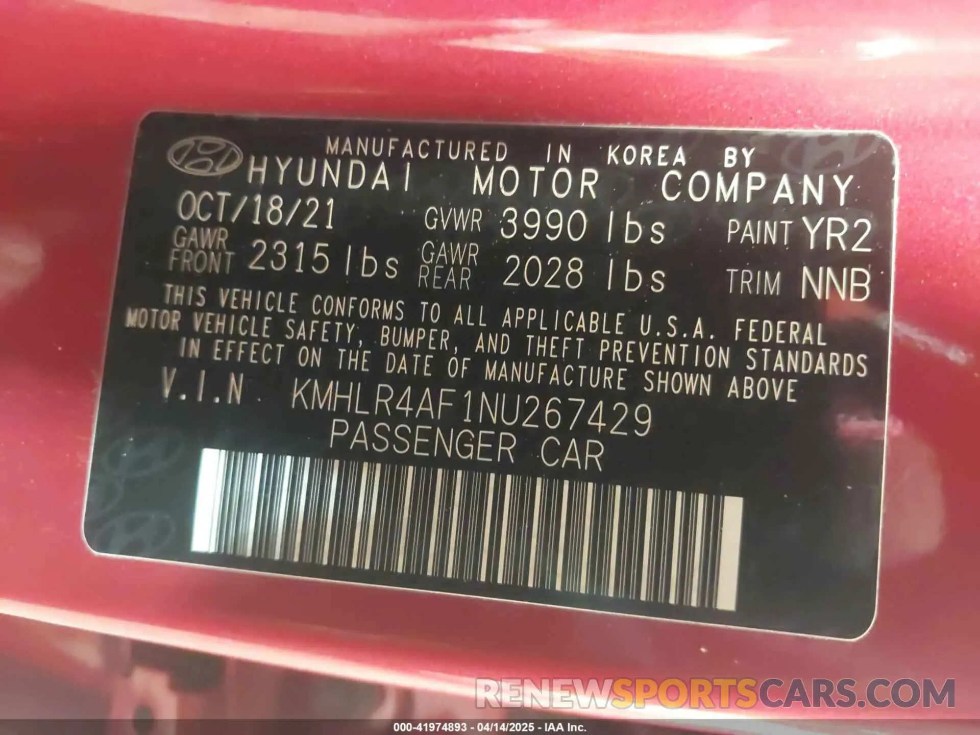 9 Photograph of a damaged car KMHLR4AF1NU267429 HYUNDAI ELANTRA 2022