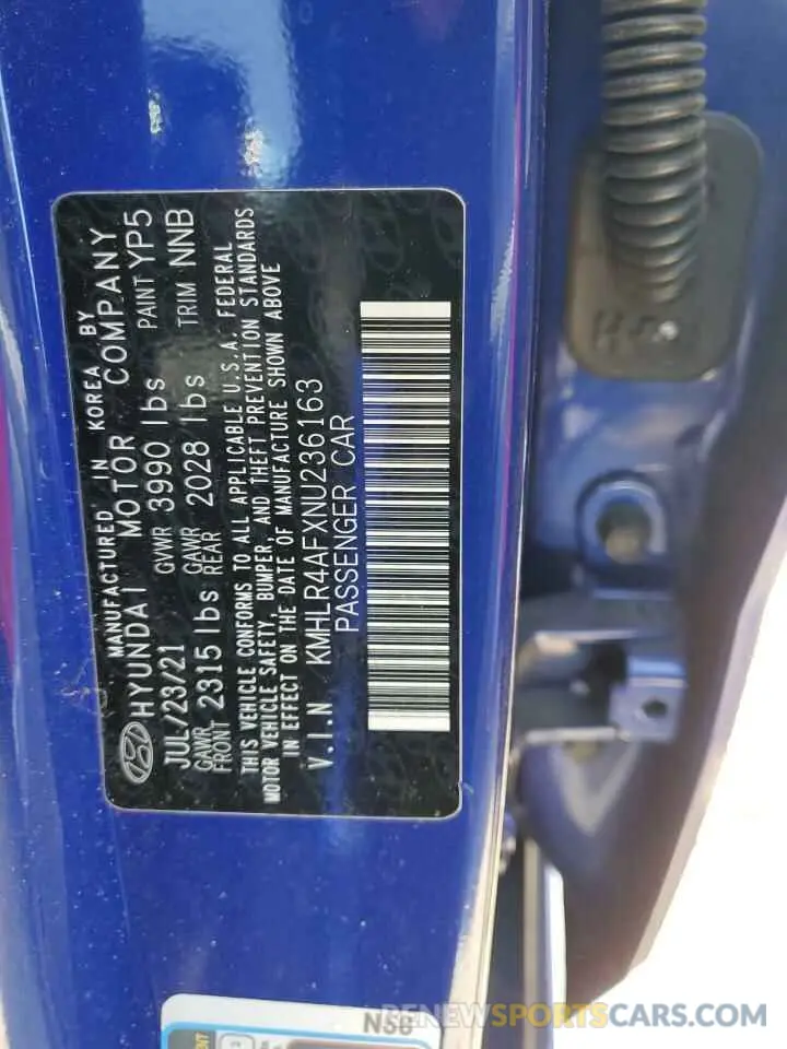 12 Photograph of a damaged car KMHLR4AFXNU236163 HYUNDAI ELANTRA 2022