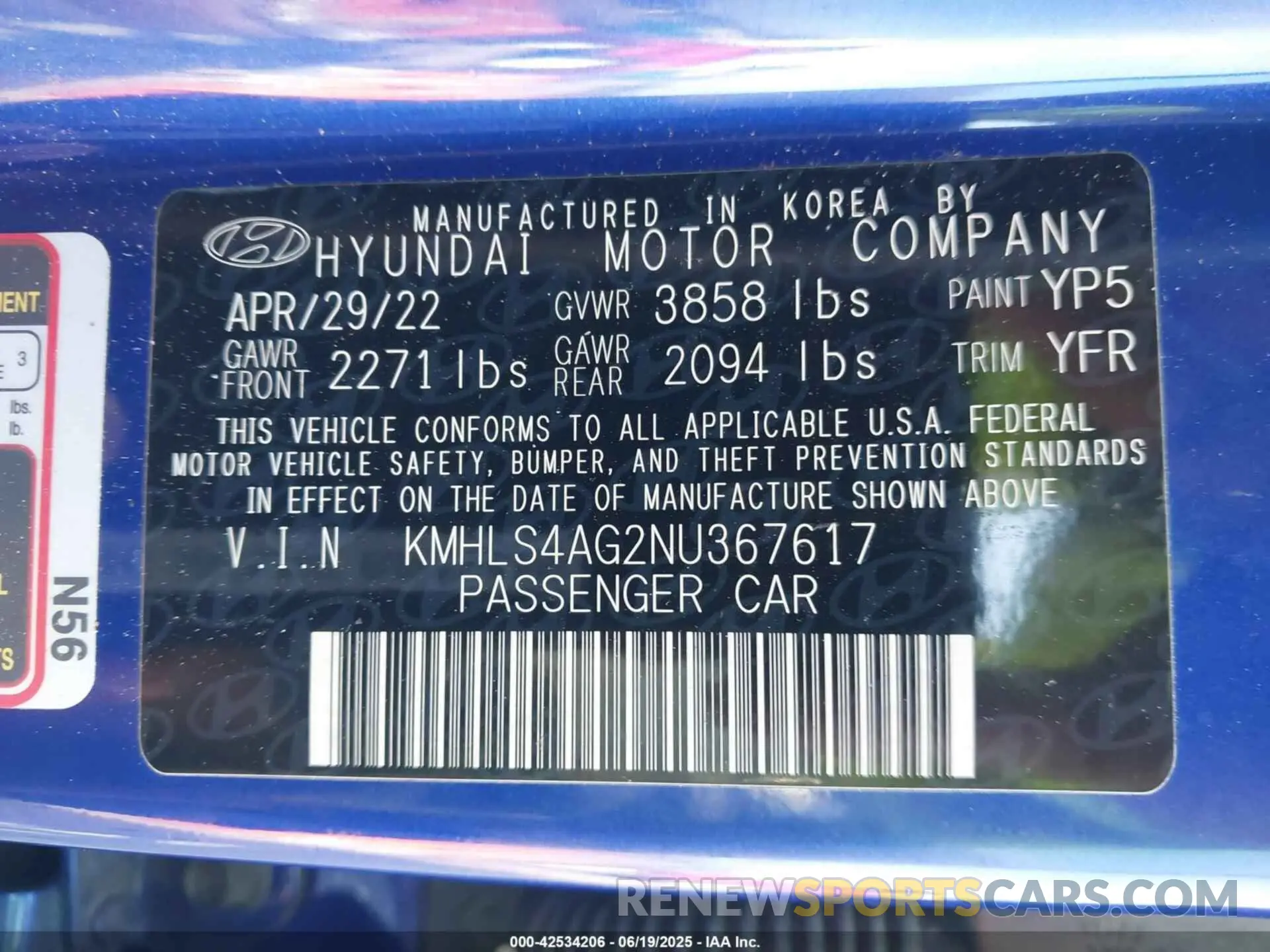 9 Photograph of a damaged car KMHLS4AG2NU367617 HYUNDAI ELANTRA 2022