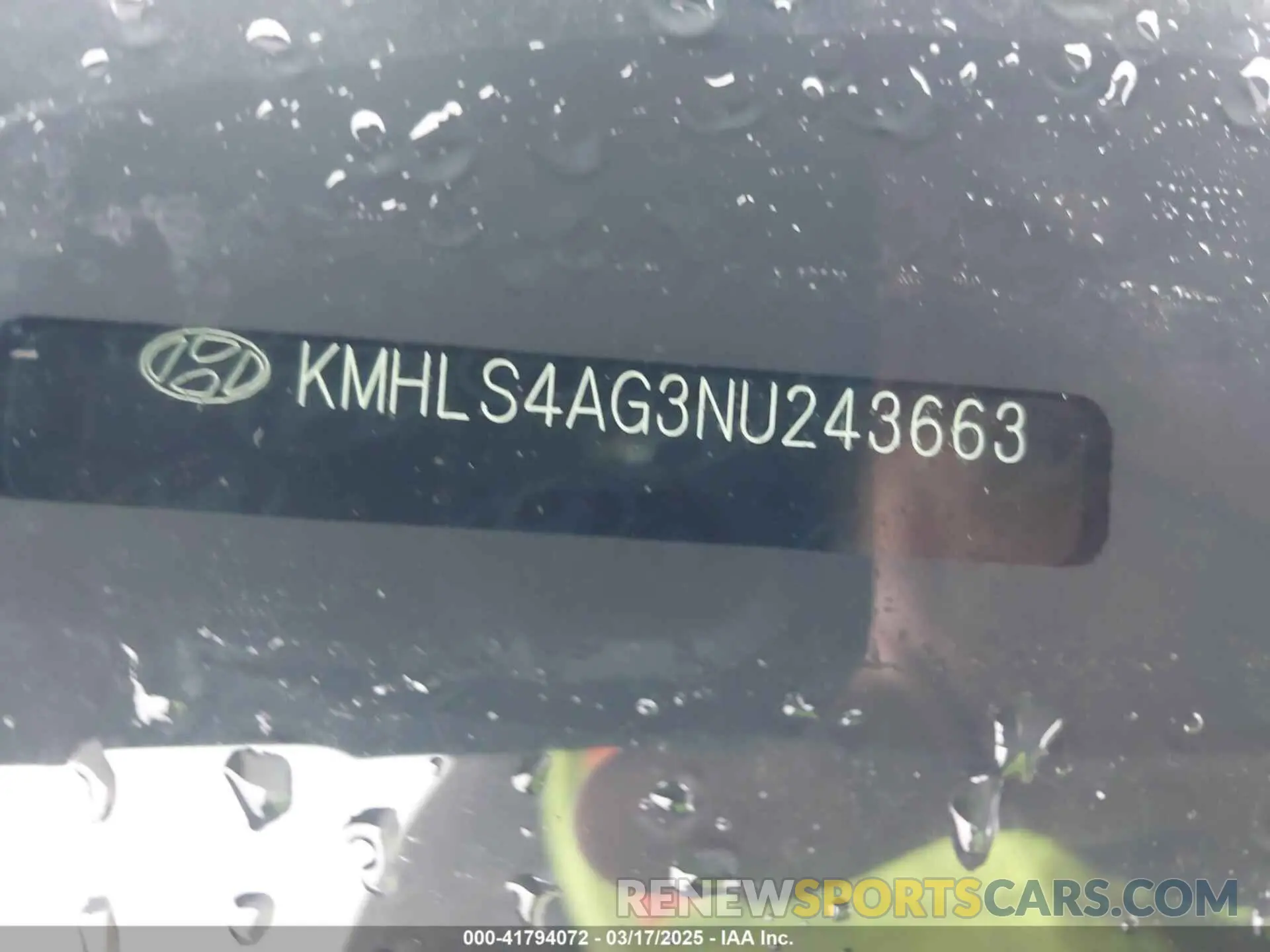17 Photograph of a damaged car KMHLS4AG3NU243663 HYUNDAI ELANTRA 2022