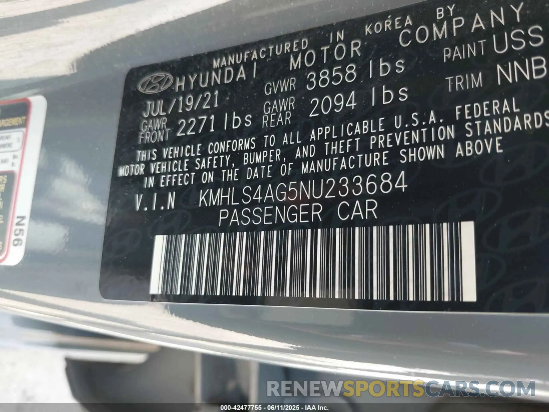 9 Photograph of a damaged car KMHLS4AG5NU233684 HYUNDAI ELANTRA 2022
