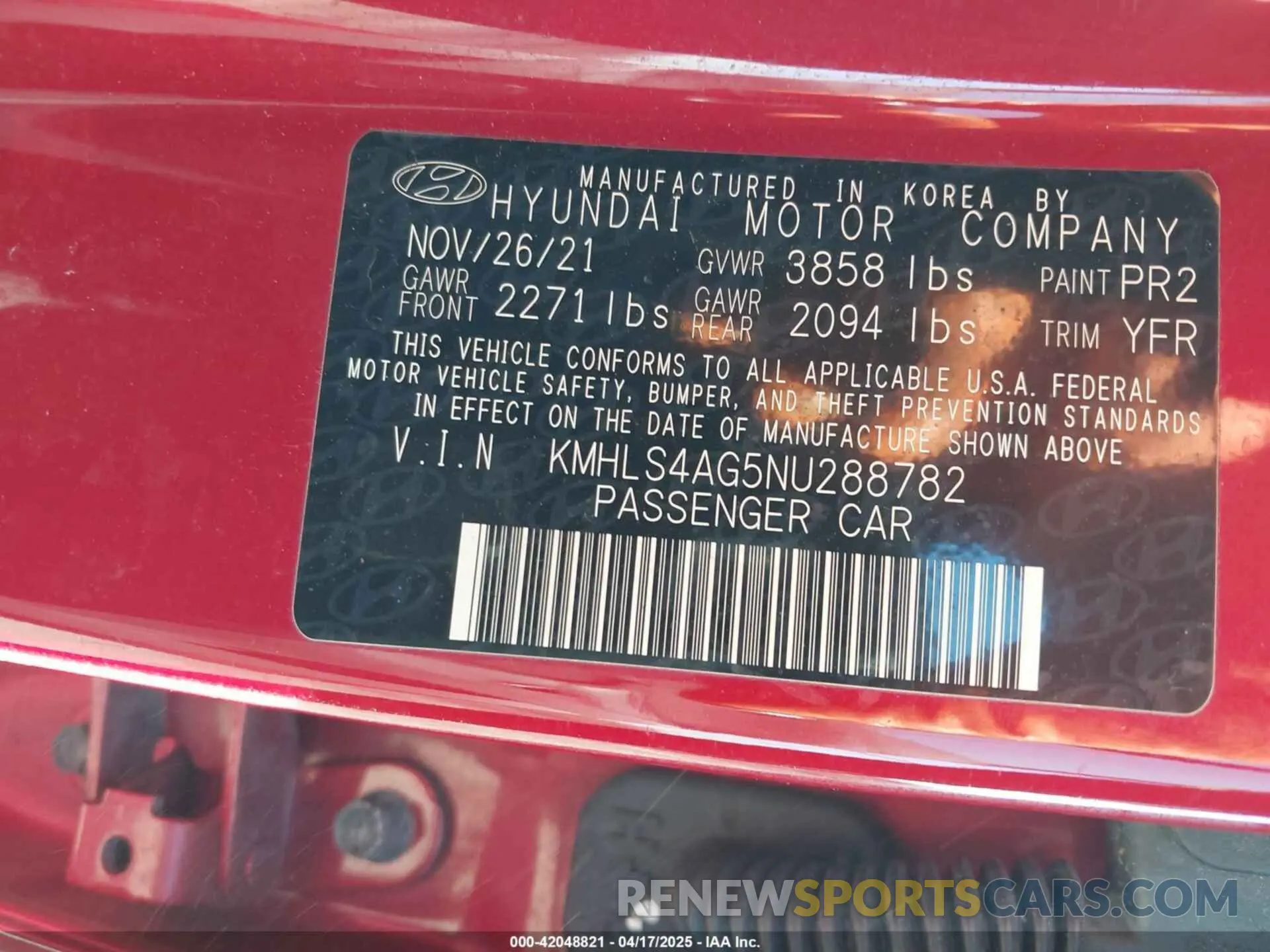 9 Photograph of a damaged car KMHLS4AG5NU288782 HYUNDAI ELANTRA 2022