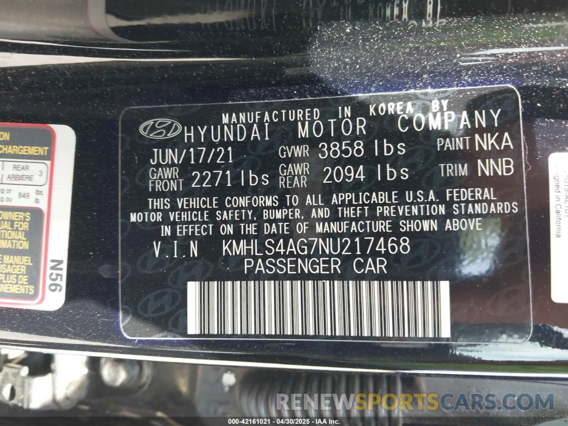 9 Photograph of a damaged car KMHLS4AG7NU217468 HYUNDAI ELANTRA 2022