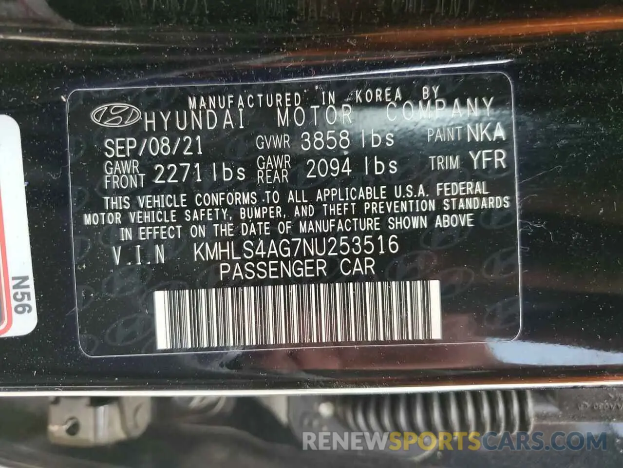 13 Photograph of a damaged car KMHLS4AG7NU253516 HYUNDAI ELANTRA 2022