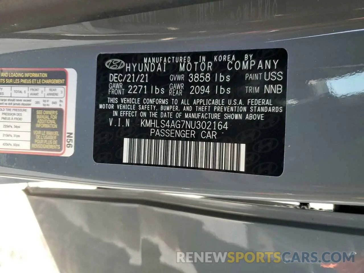 14 Photograph of a damaged car KMHLS4AG7NU302164 HYUNDAI ELANTRA 2022