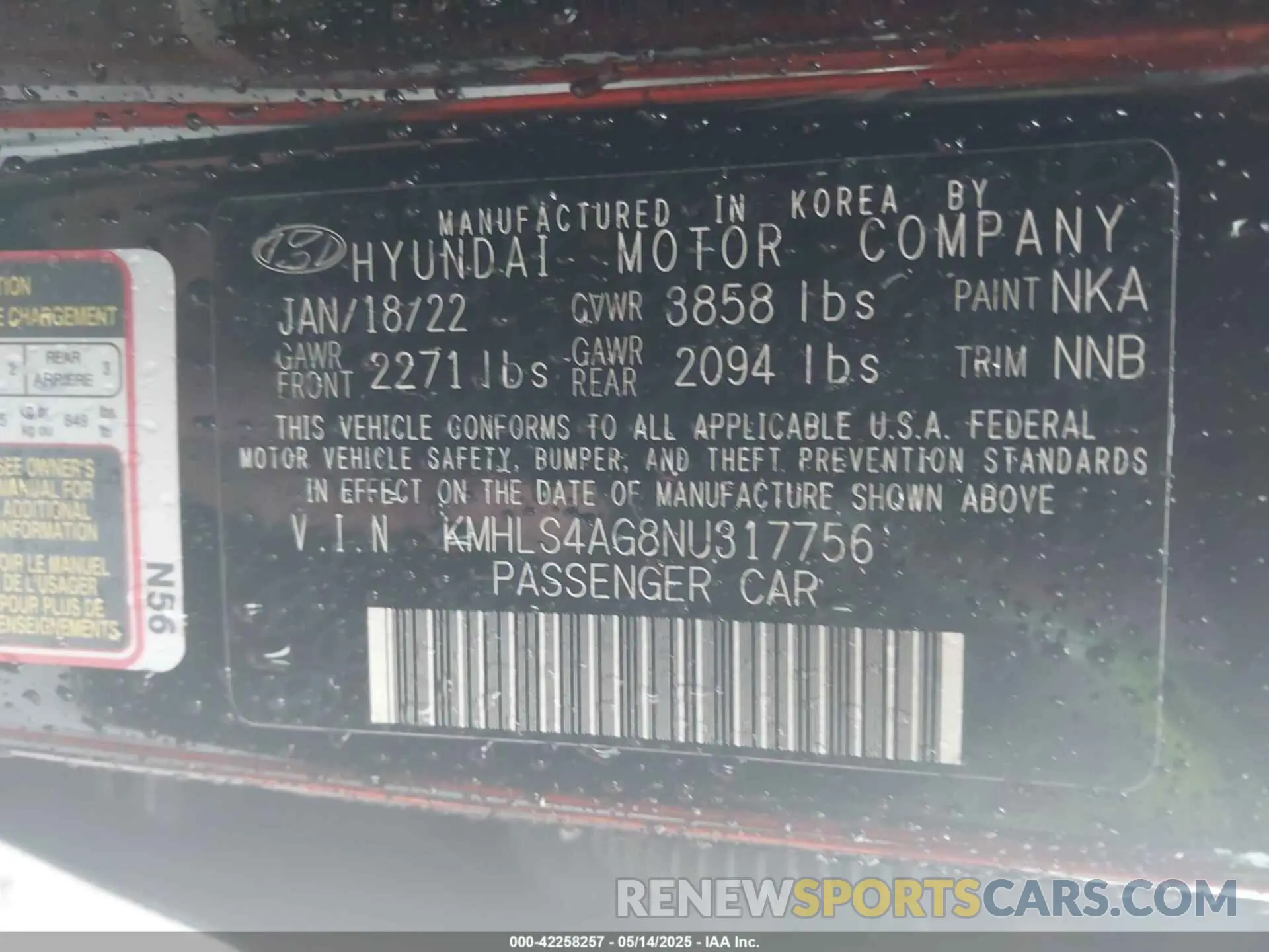 9 Photograph of a damaged car KMHLS4AG8NU317756 HYUNDAI ELANTRA 2022