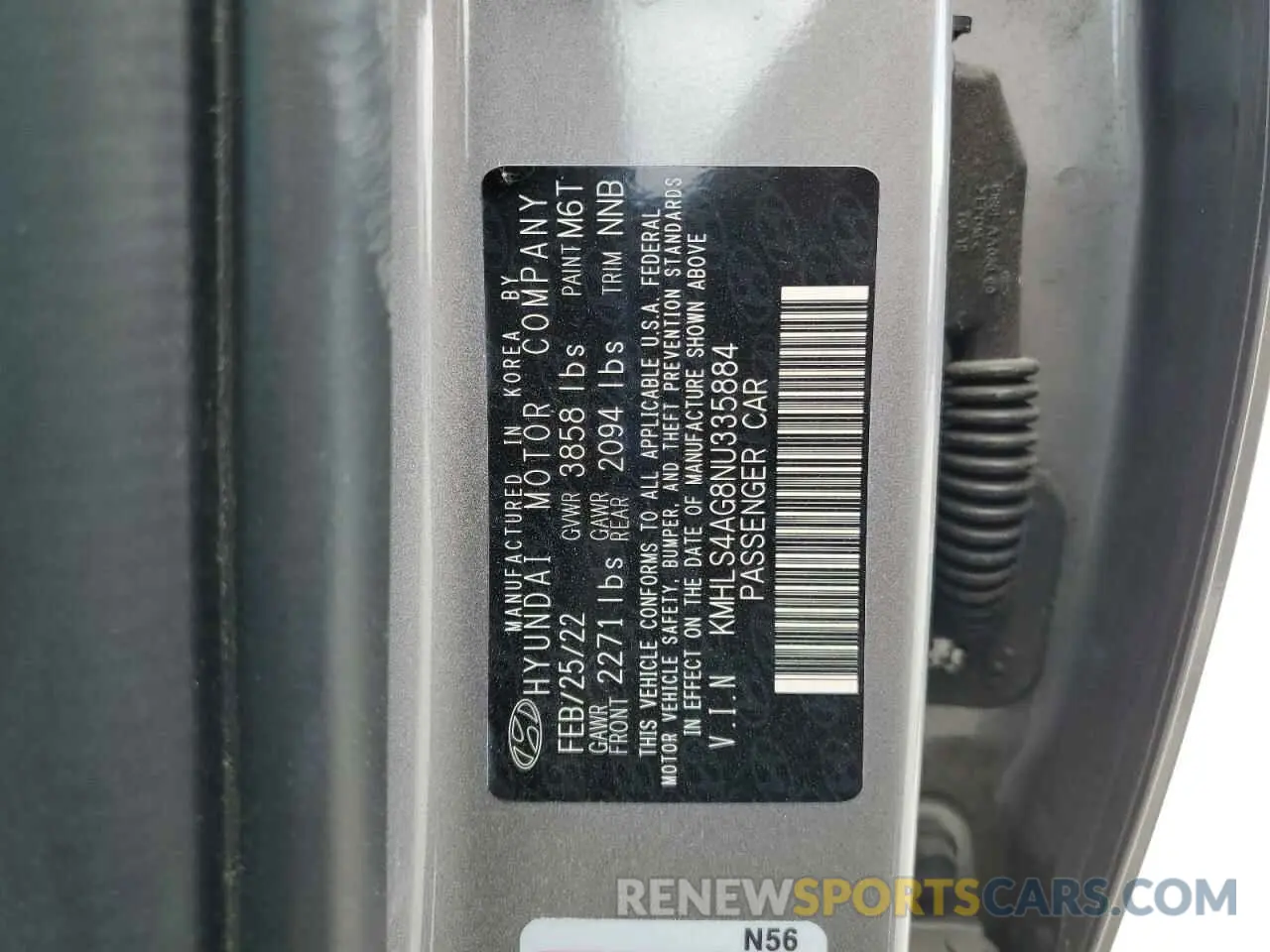 12 Photograph of a damaged car KMHLS4AG8NU335884 HYUNDAI ELANTRA 2022
