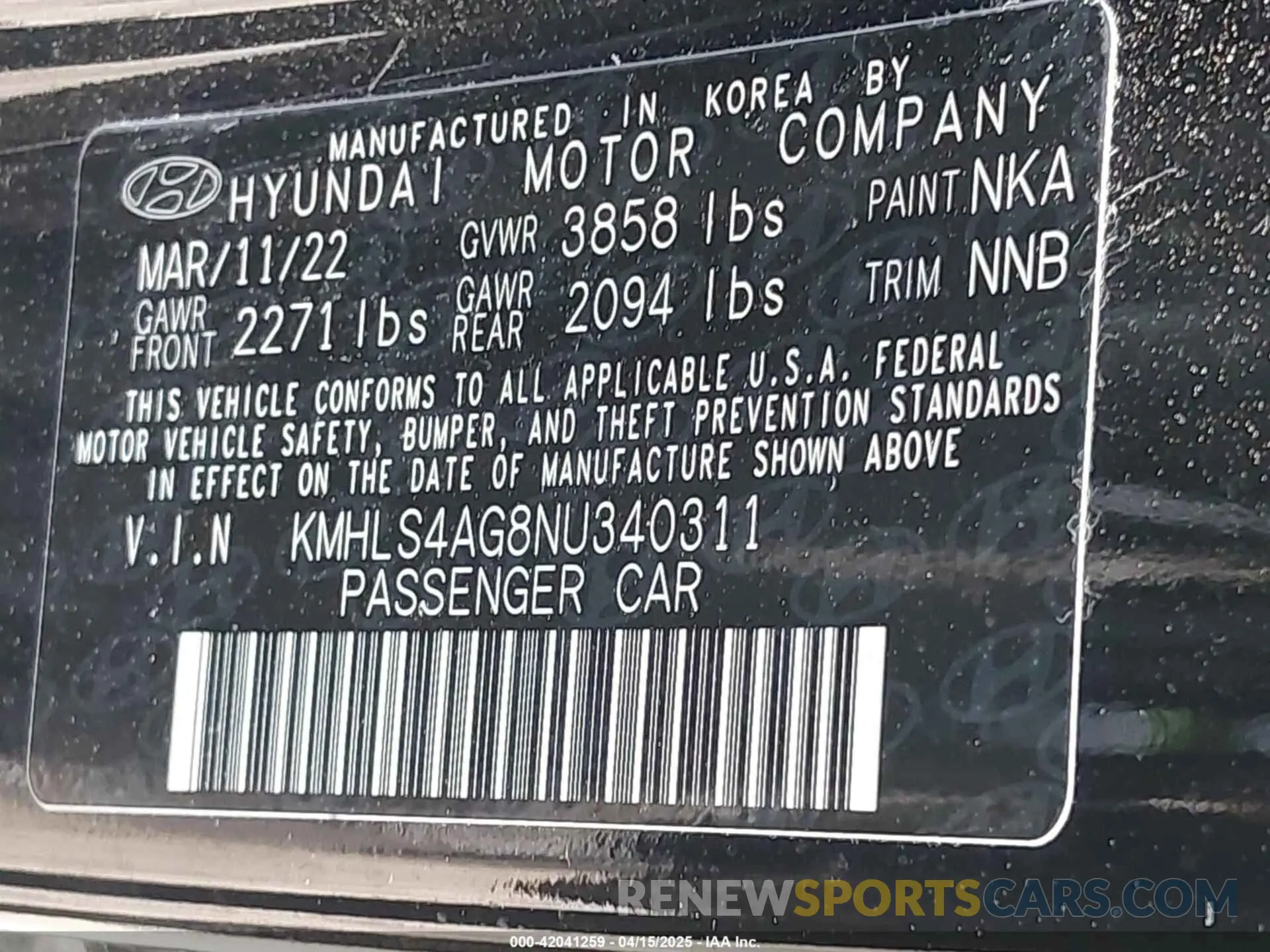 9 Photograph of a damaged car KMHLS4AG8NU340311 HYUNDAI ELANTRA 2022