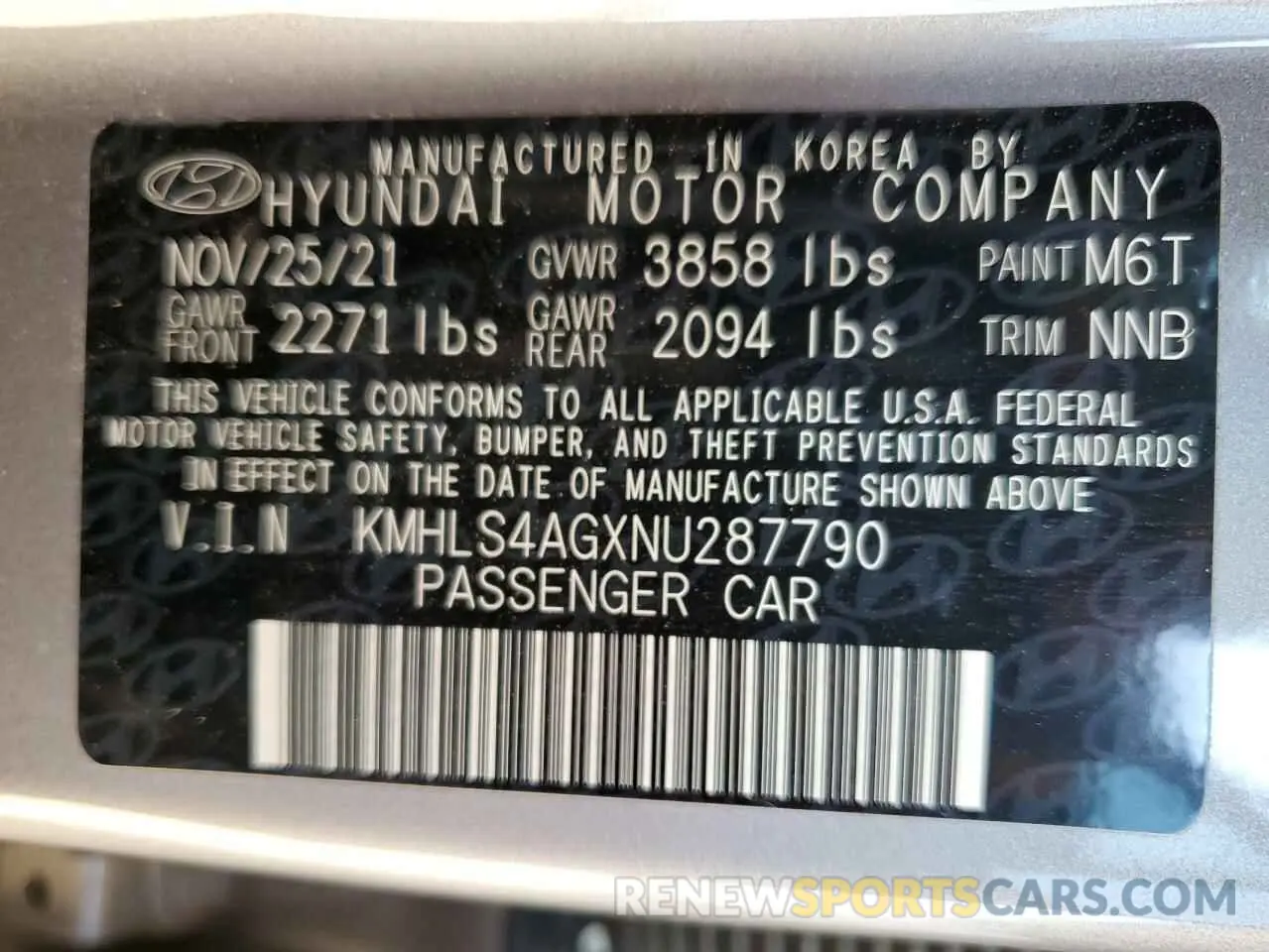 14 Photograph of a damaged car KMHLS4AGXNU287790 HYUNDAI ELANTRA 2022