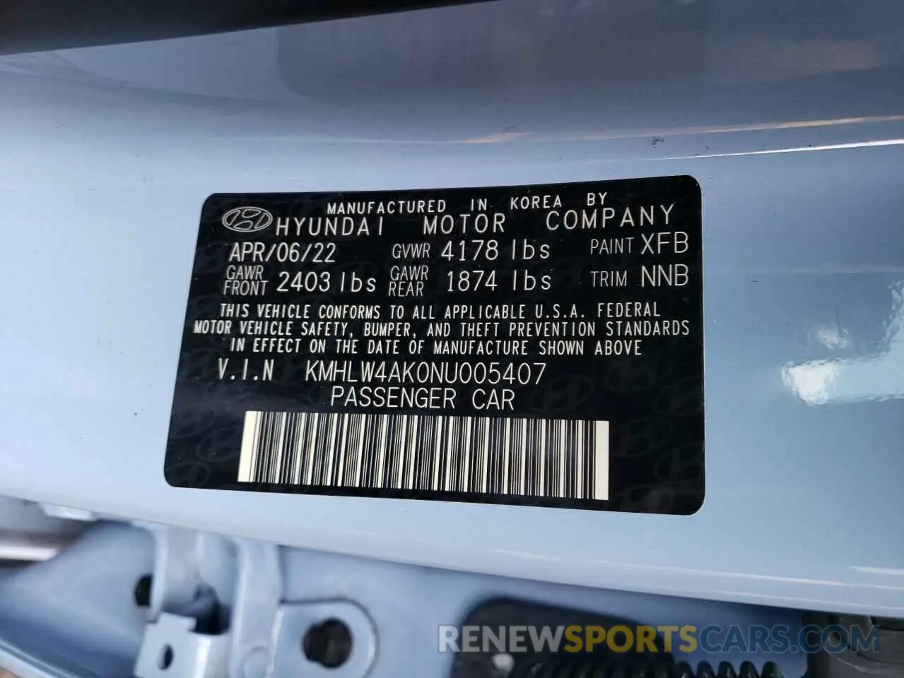 12 Photograph of a damaged car KMHLW4AK0NU005407 HYUNDAI ELANTRA 2022