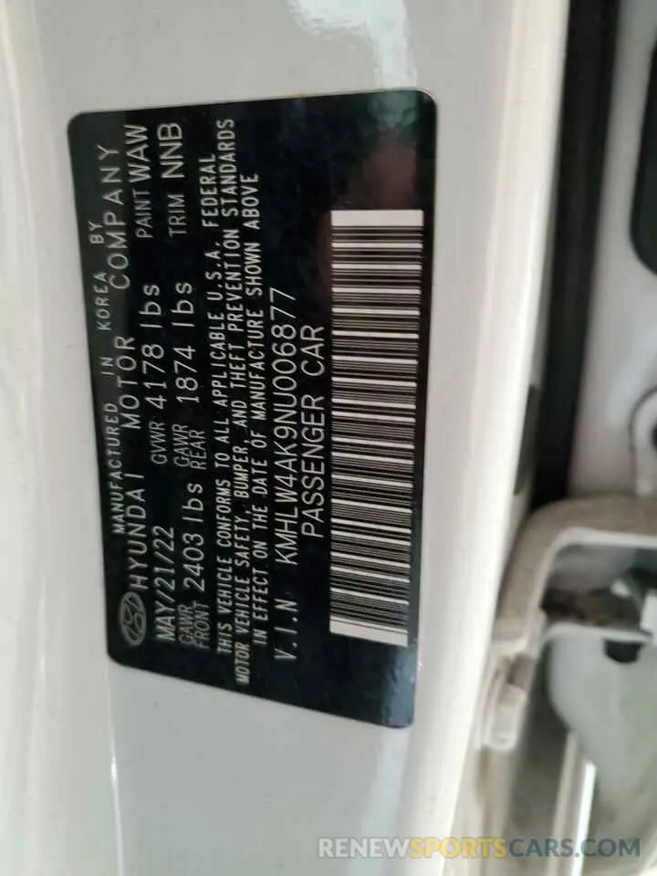 13 Photograph of a damaged car KMHLW4AK9NU006877 HYUNDAI ELANTRA 2022