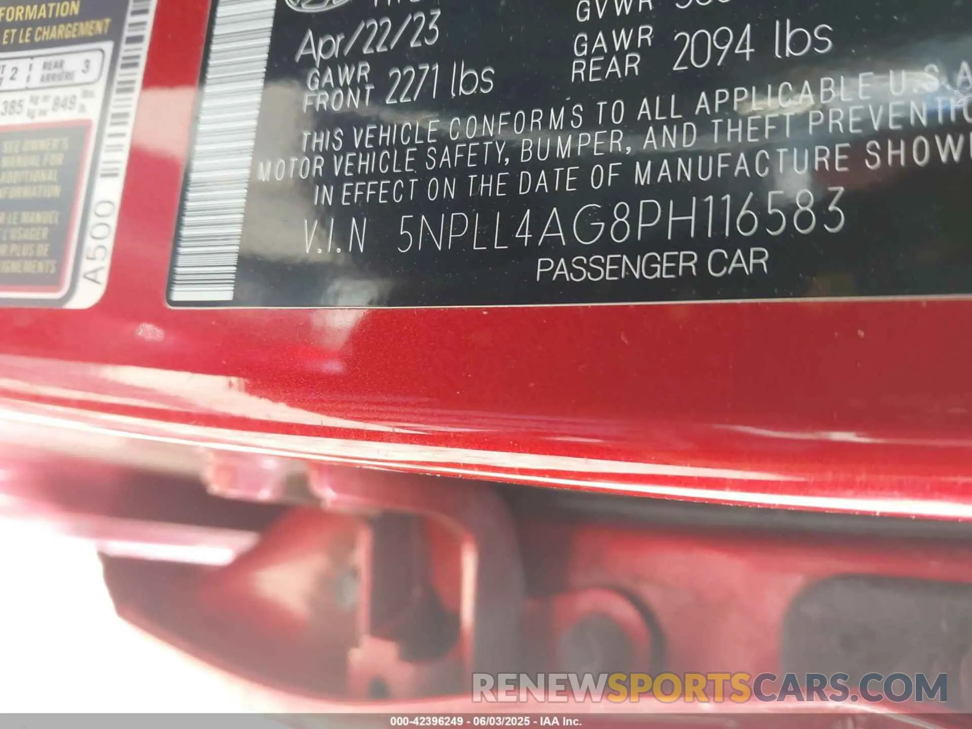 9 Photograph of a damaged car 5NPLL4AG8PH116583 HYUNDAI ELANTRA 2023