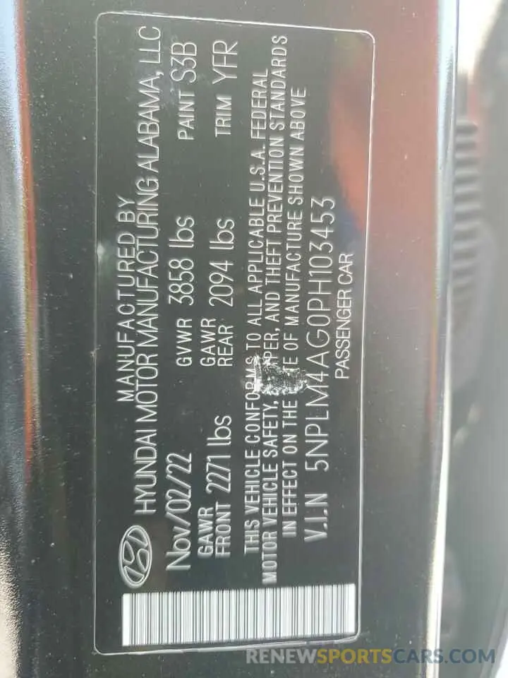 12 Photograph of a damaged car 5NPLM4AG0PH103453 HYUNDAI ELANTRA 2023