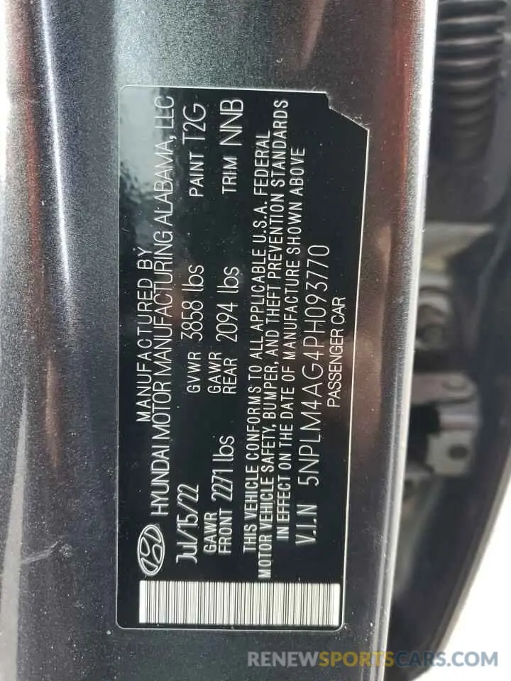 12 Photograph of a damaged car 5NPLM4AG4PH093770 HYUNDAI ELANTRA 2023
