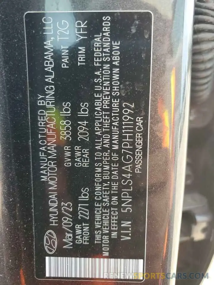 12 Photograph of a damaged car 5NPLS4AG7PH111992 HYUNDAI ELANTRA 2023