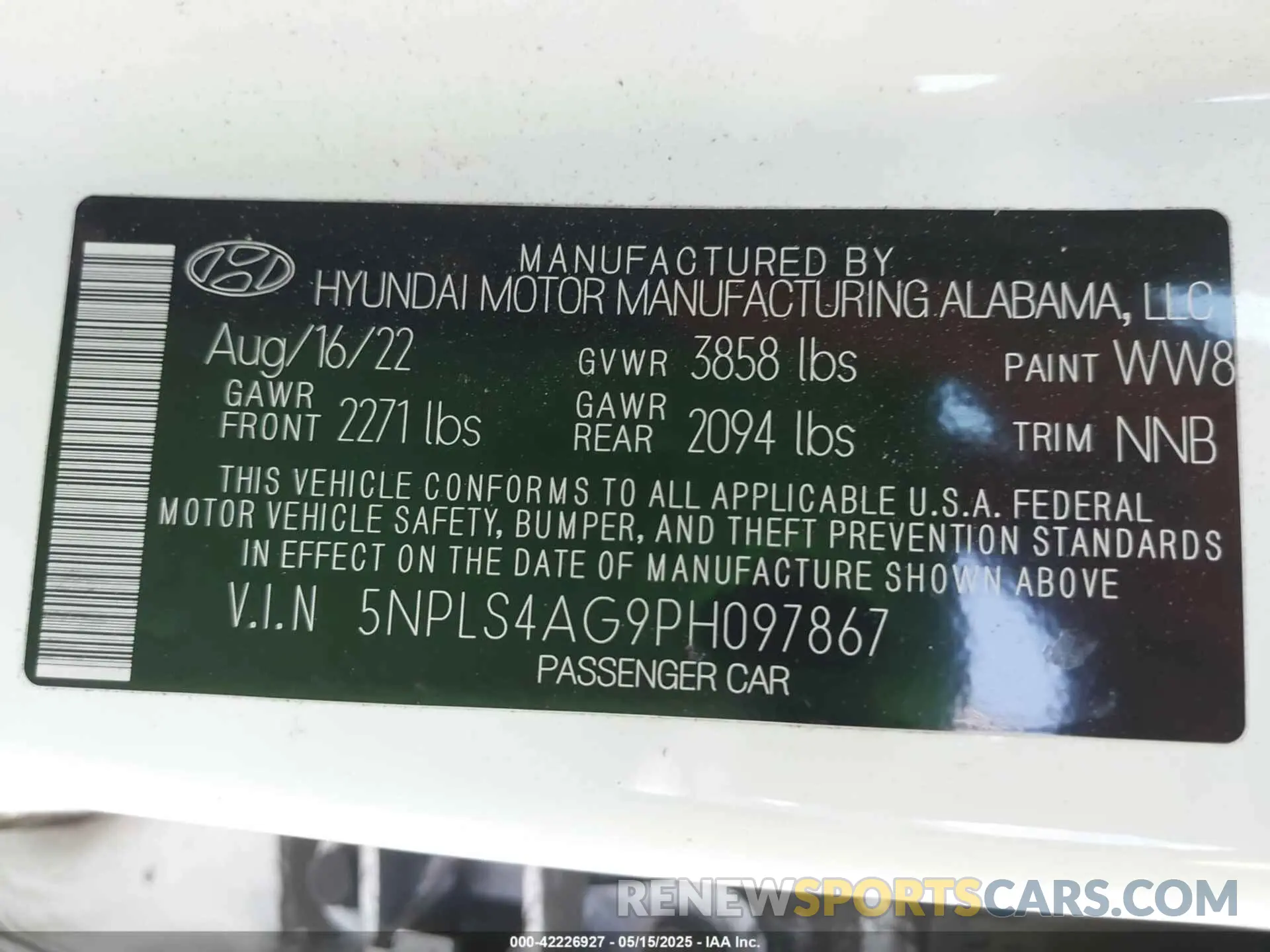 9 Photograph of a damaged car 5NPLS4AG9PH097867 HYUNDAI ELANTRA 2023