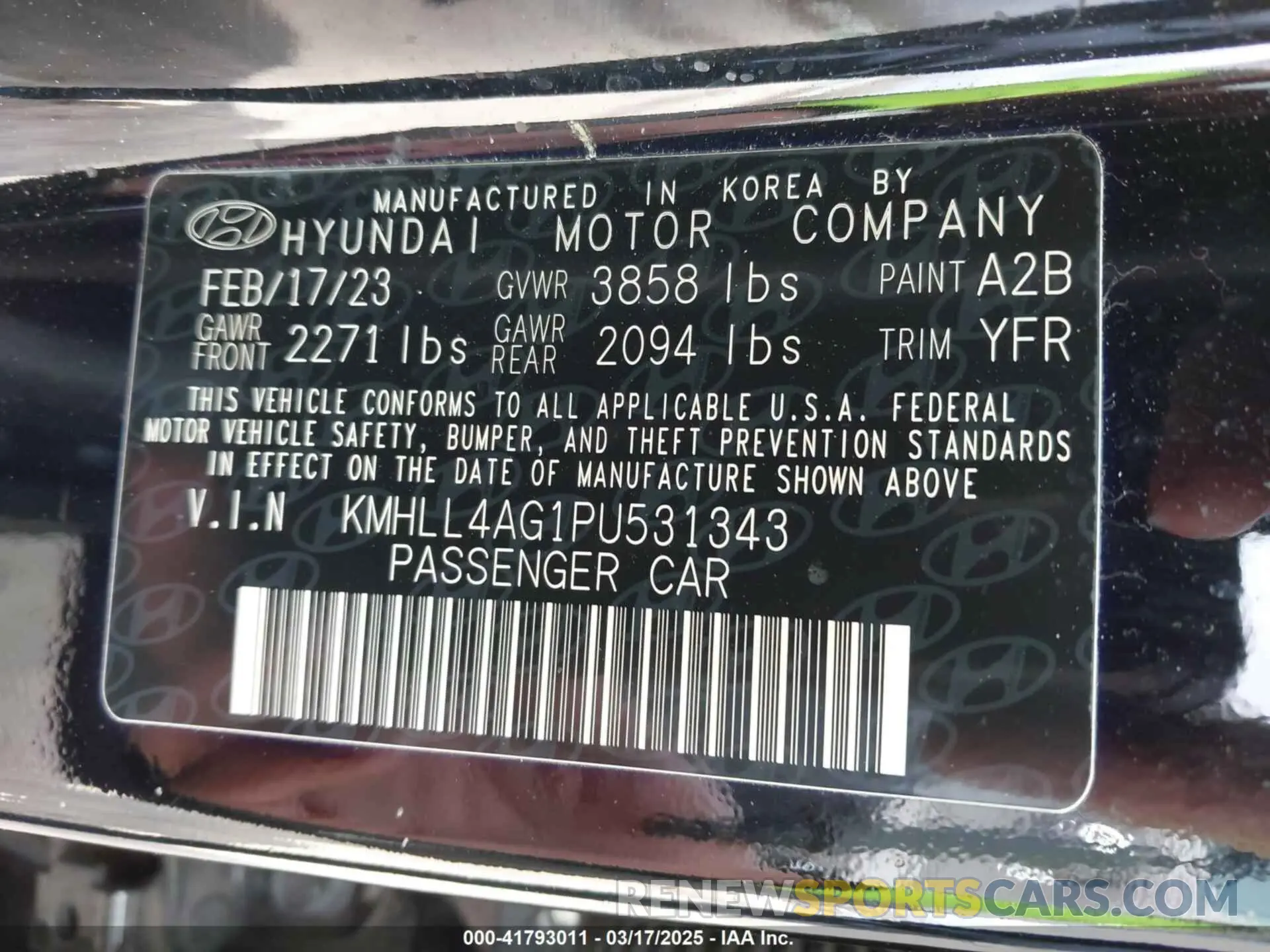 9 Photograph of a damaged car KMHLL4AG1PU531343 HYUNDAI ELANTRA 2023