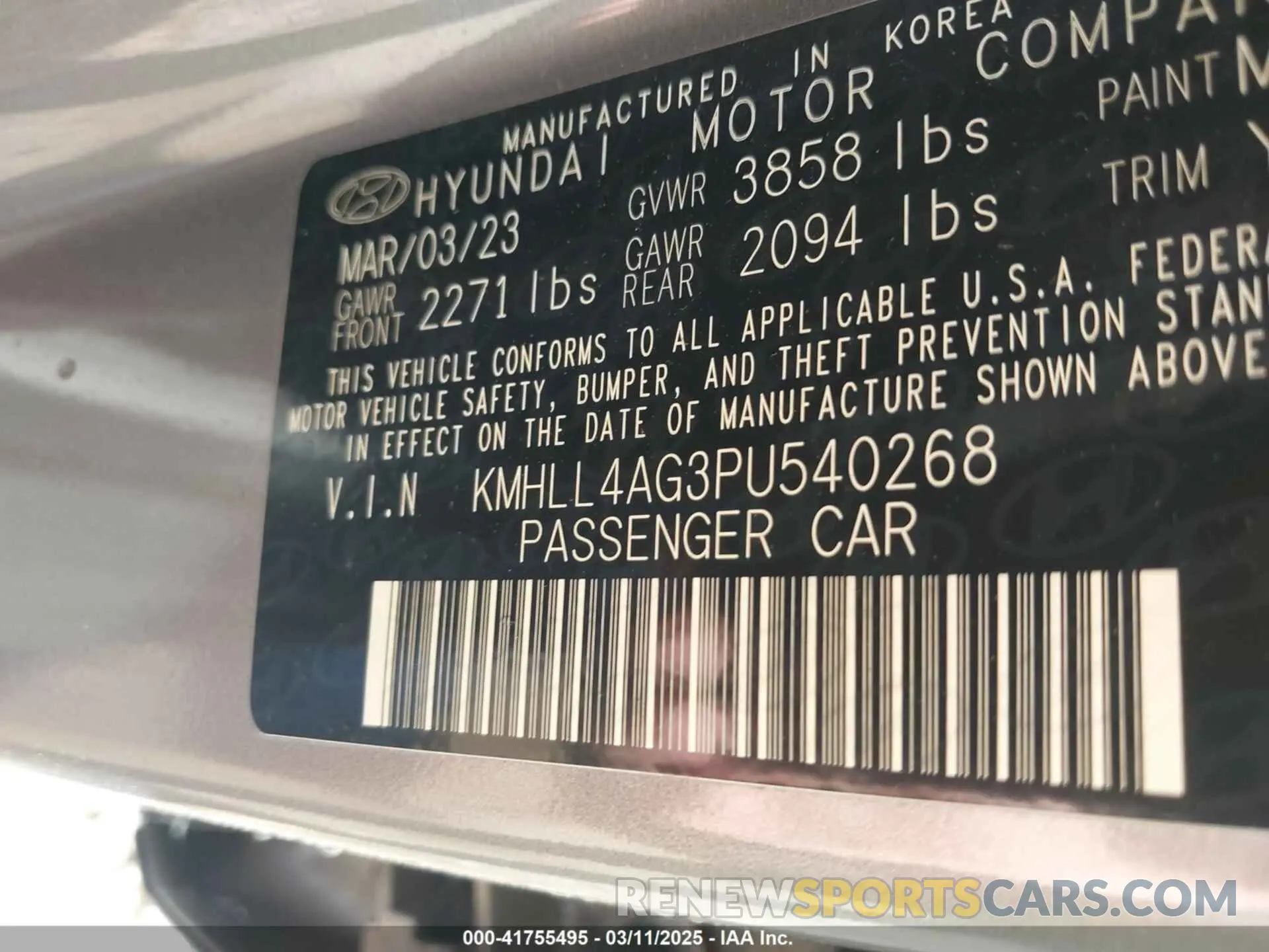 9 Photograph of a damaged car KMHLL4AG3PU540268 HYUNDAI ELANTRA 2023