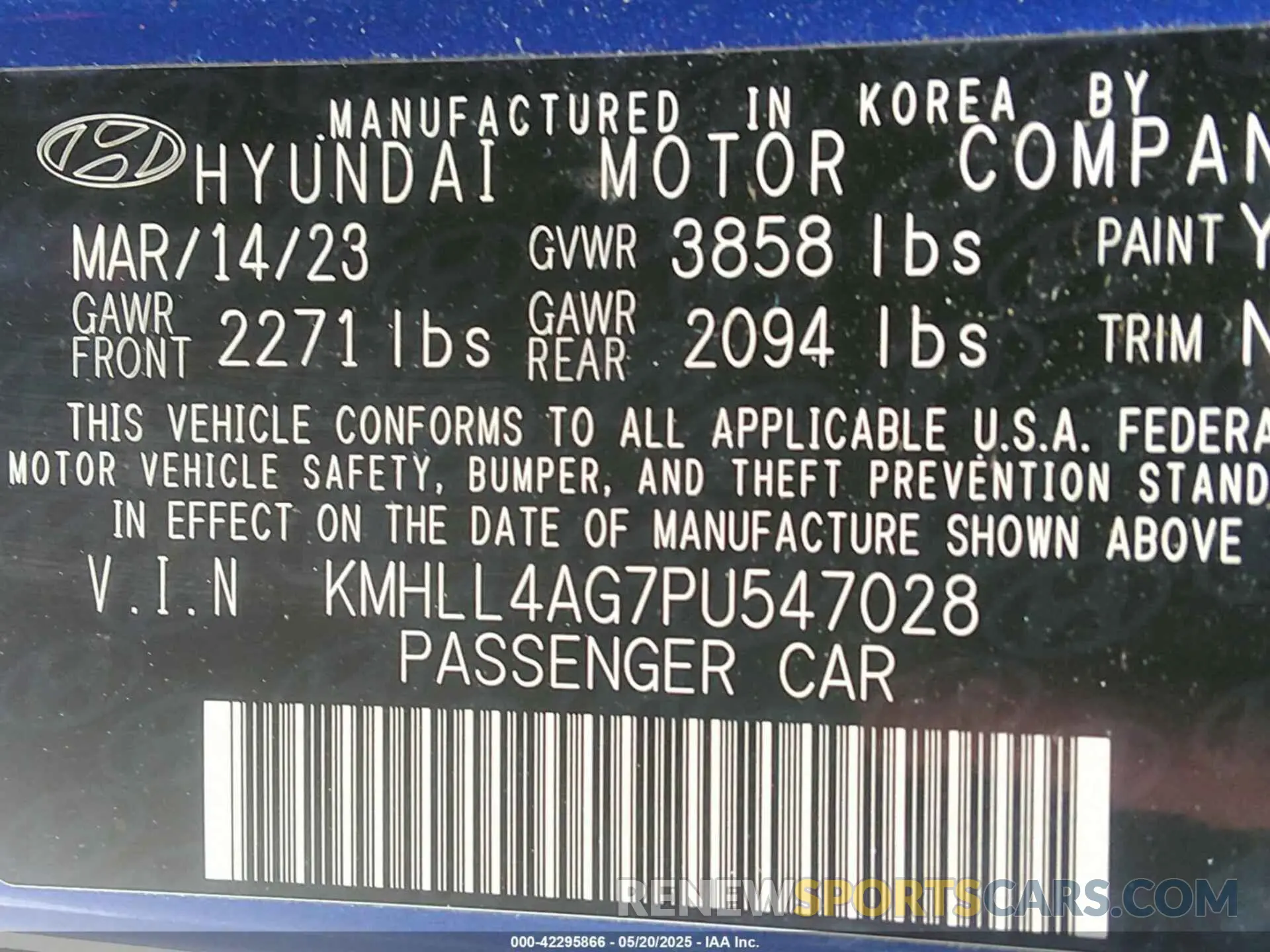 9 Photograph of a damaged car KMHLL4AG7PU547028 HYUNDAI ELANTRA 2023