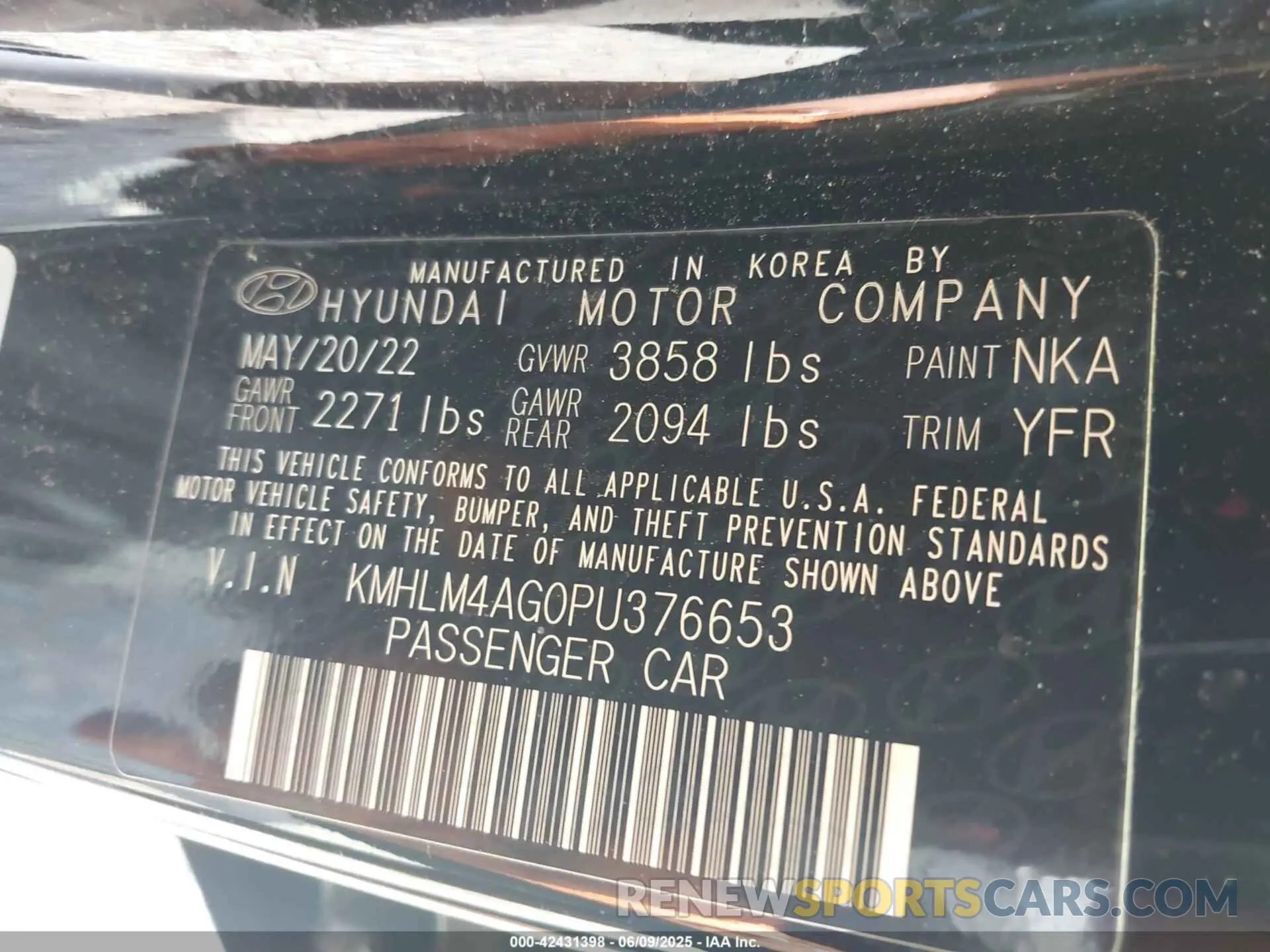 9 Photograph of a damaged car KMHLM4AG0PU376653 HYUNDAI ELANTRA 2023