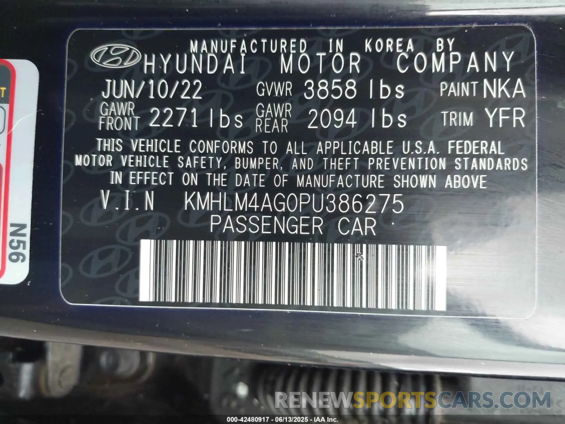 9 Photograph of a damaged car KMHLM4AG0PU386275 HYUNDAI ELANTRA 2023