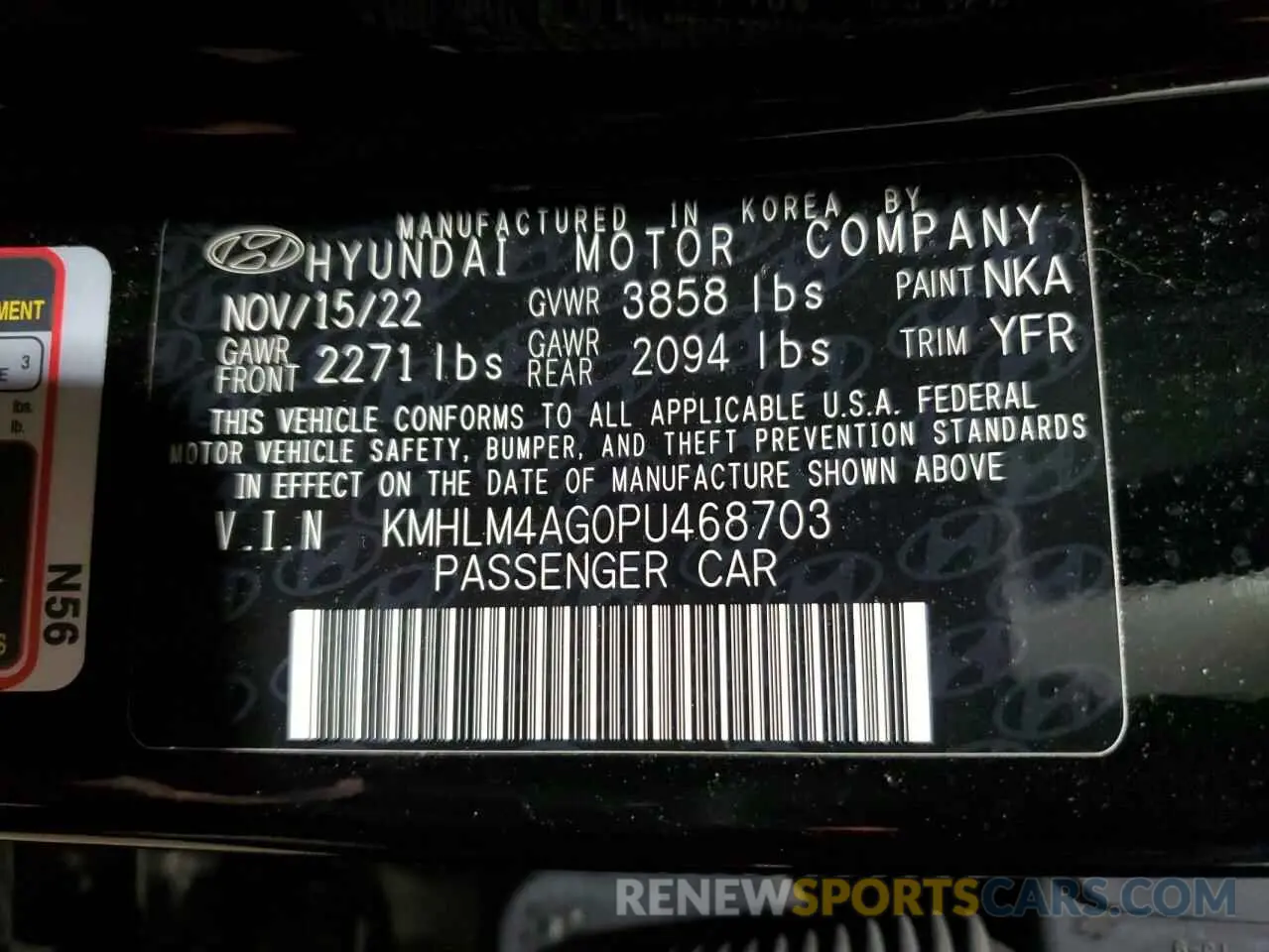 12 Photograph of a damaged car KMHLM4AG0PU468703 HYUNDAI ELANTRA 2023