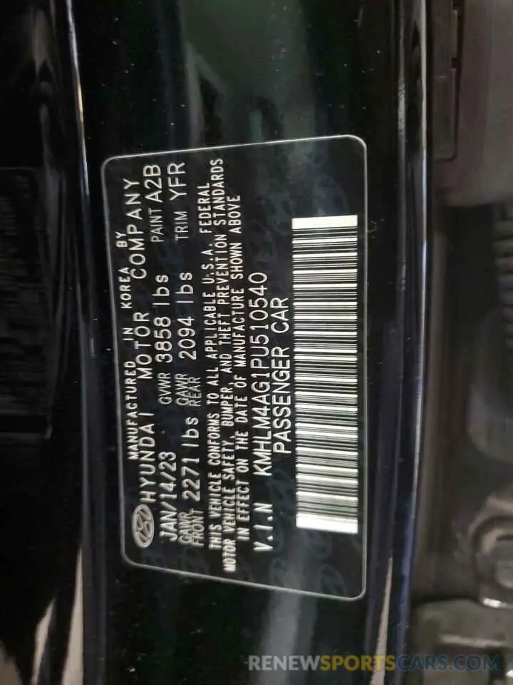 12 Photograph of a damaged car KMHLM4AG1PU510540 HYUNDAI ELANTRA 2023