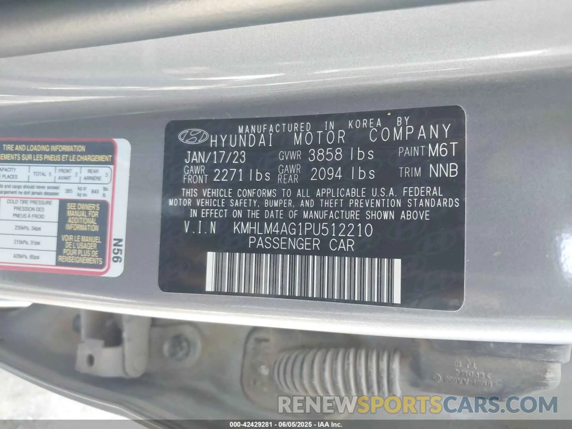 9 Photograph of a damaged car KMHLM4AG1PU512210 HYUNDAI ELANTRA 2023