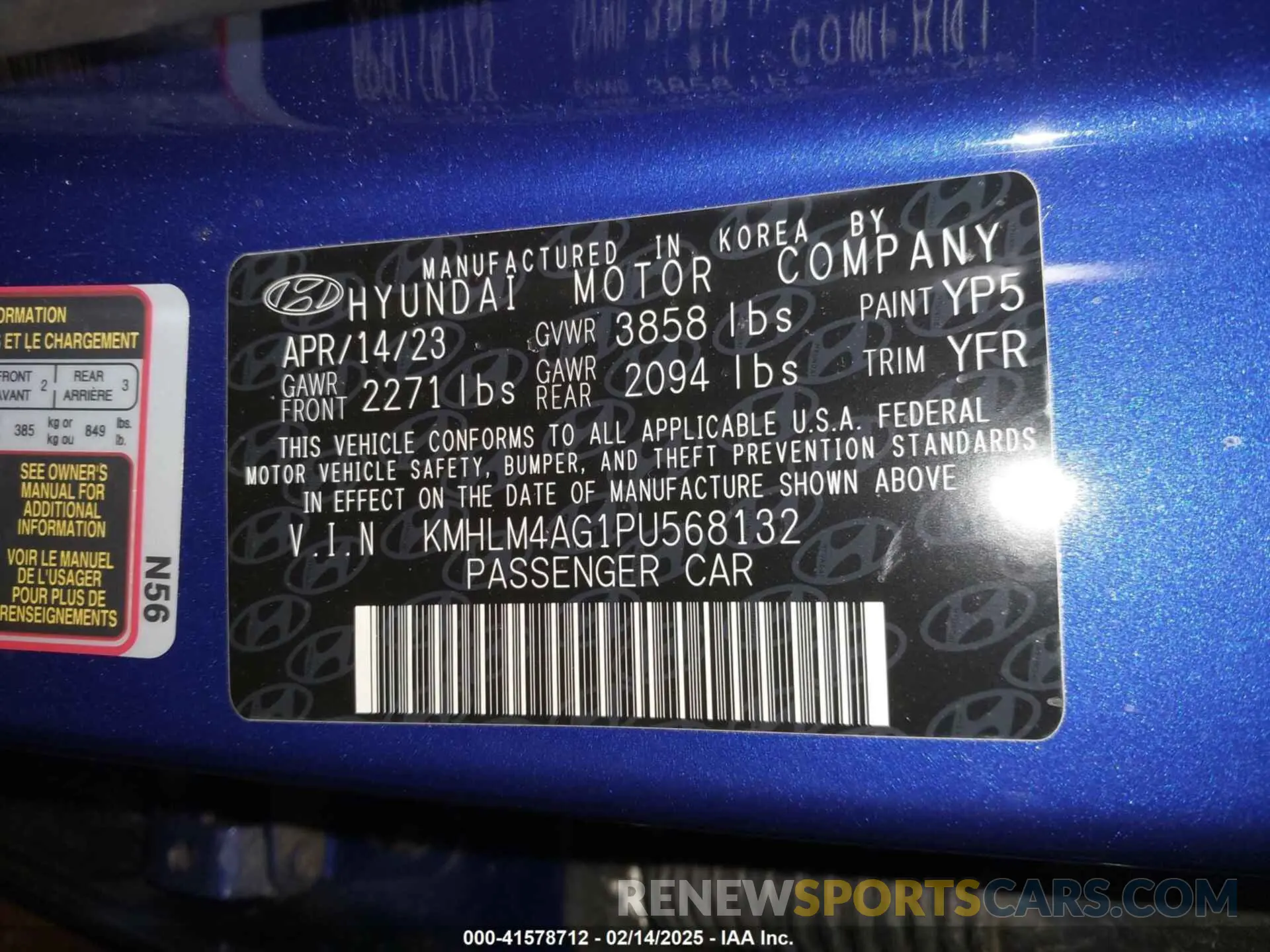9 Photograph of a damaged car KMHLM4AG1PU568132 HYUNDAI ELANTRA 2023